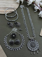 Load image into Gallery viewer, KIYANA SILVER OXIDISED JEWELLERY SET COMBO
