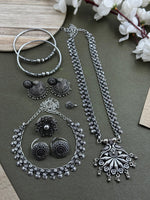 Load image into Gallery viewer, KIYANA SILVER OXIDISED JEWELLERY SET COMBO