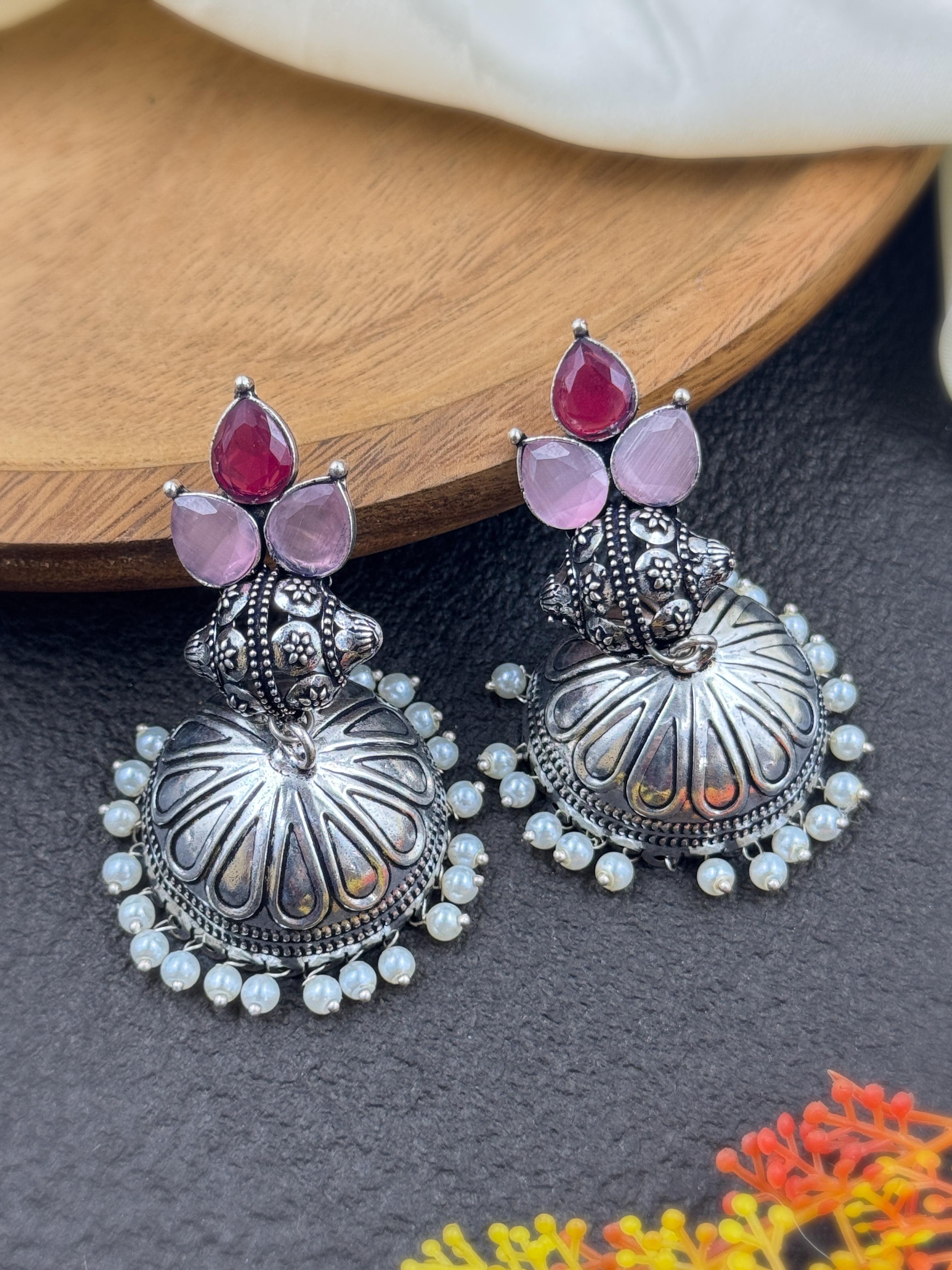 JEVIKA OXIDISED JHUMKA EARRINGS