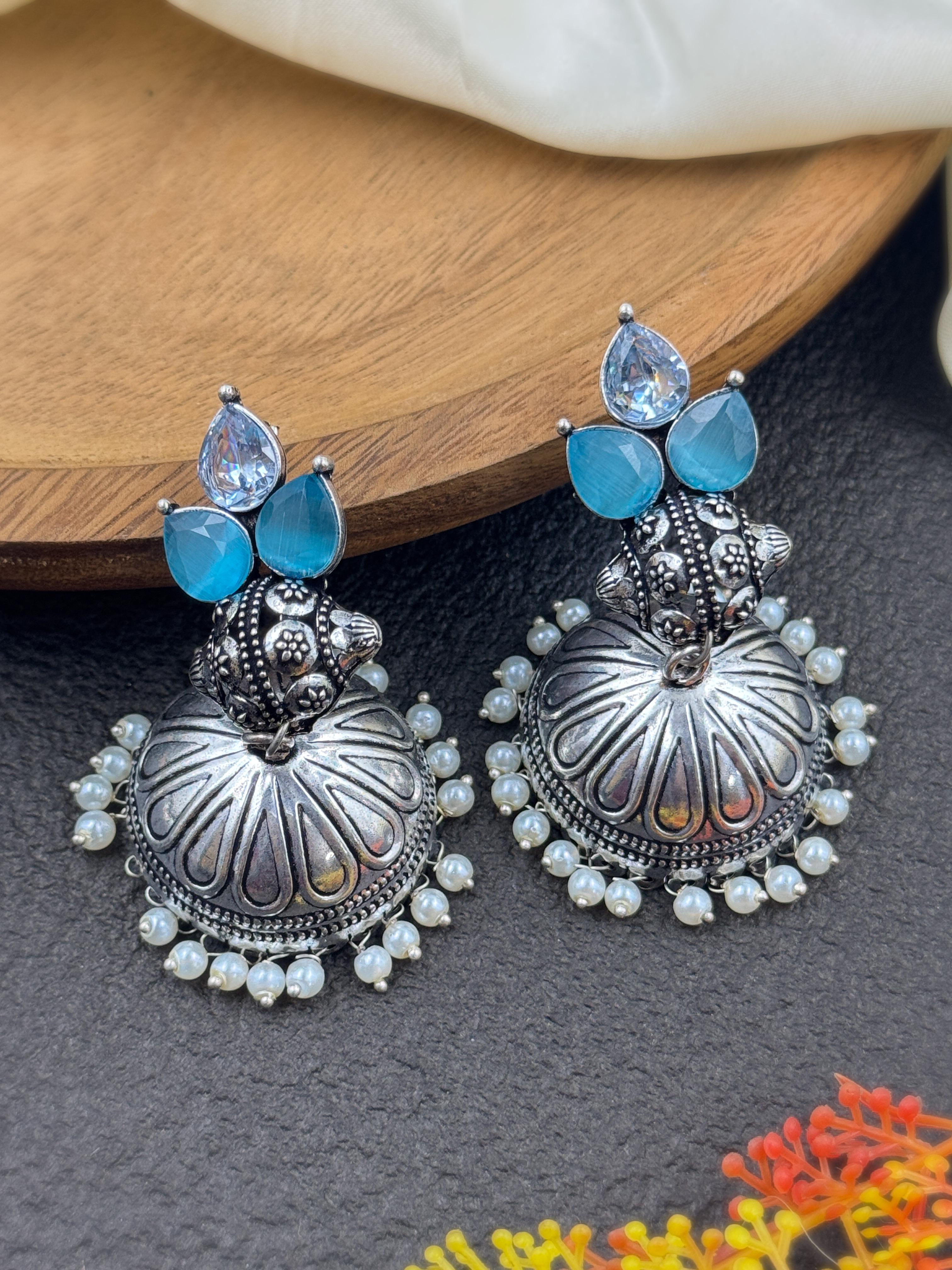 JEVIKA OXIDISED JHUMKA EARRINGS