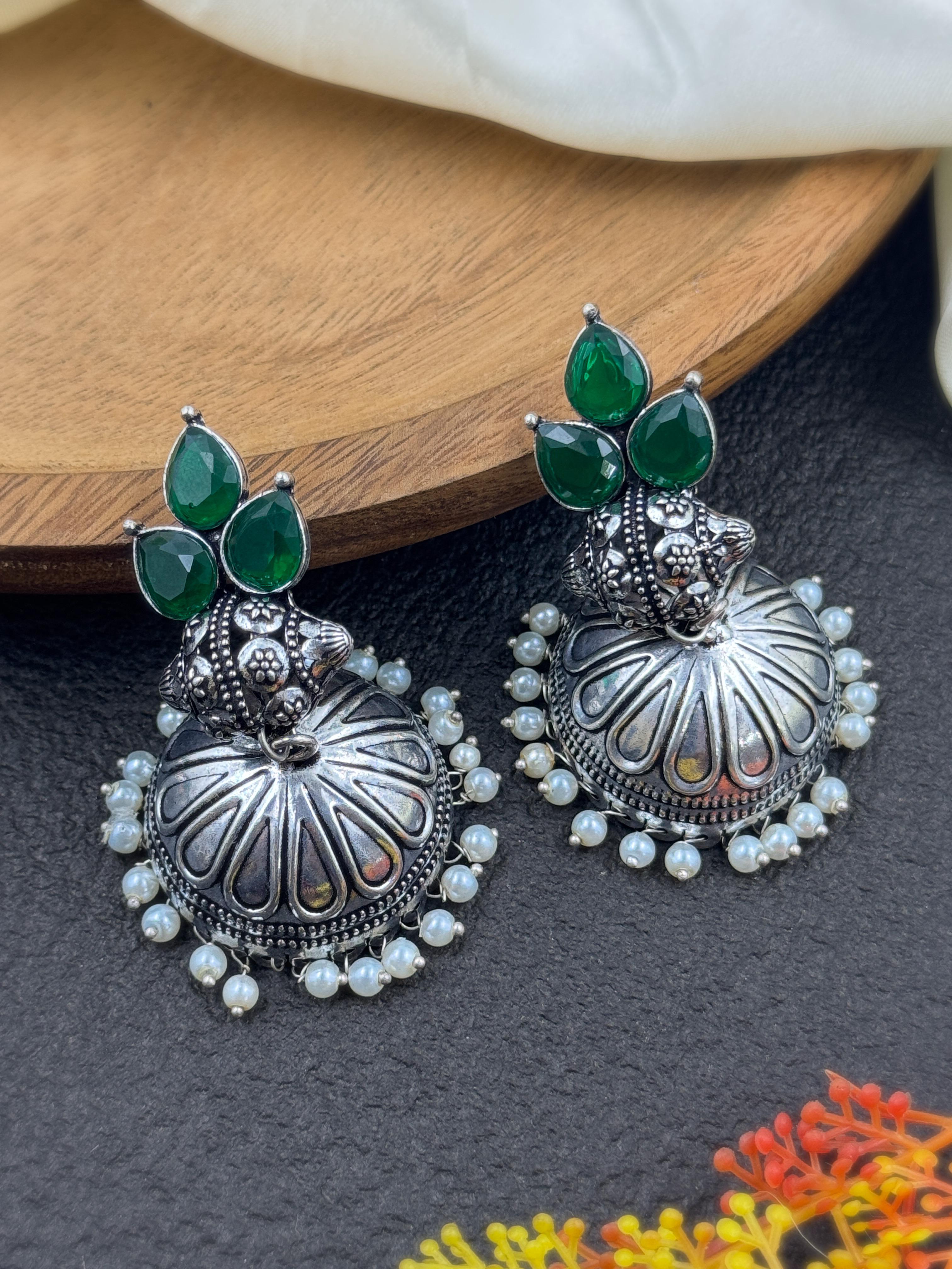 JEVIKA OXIDISED JHUMKA EARRINGS