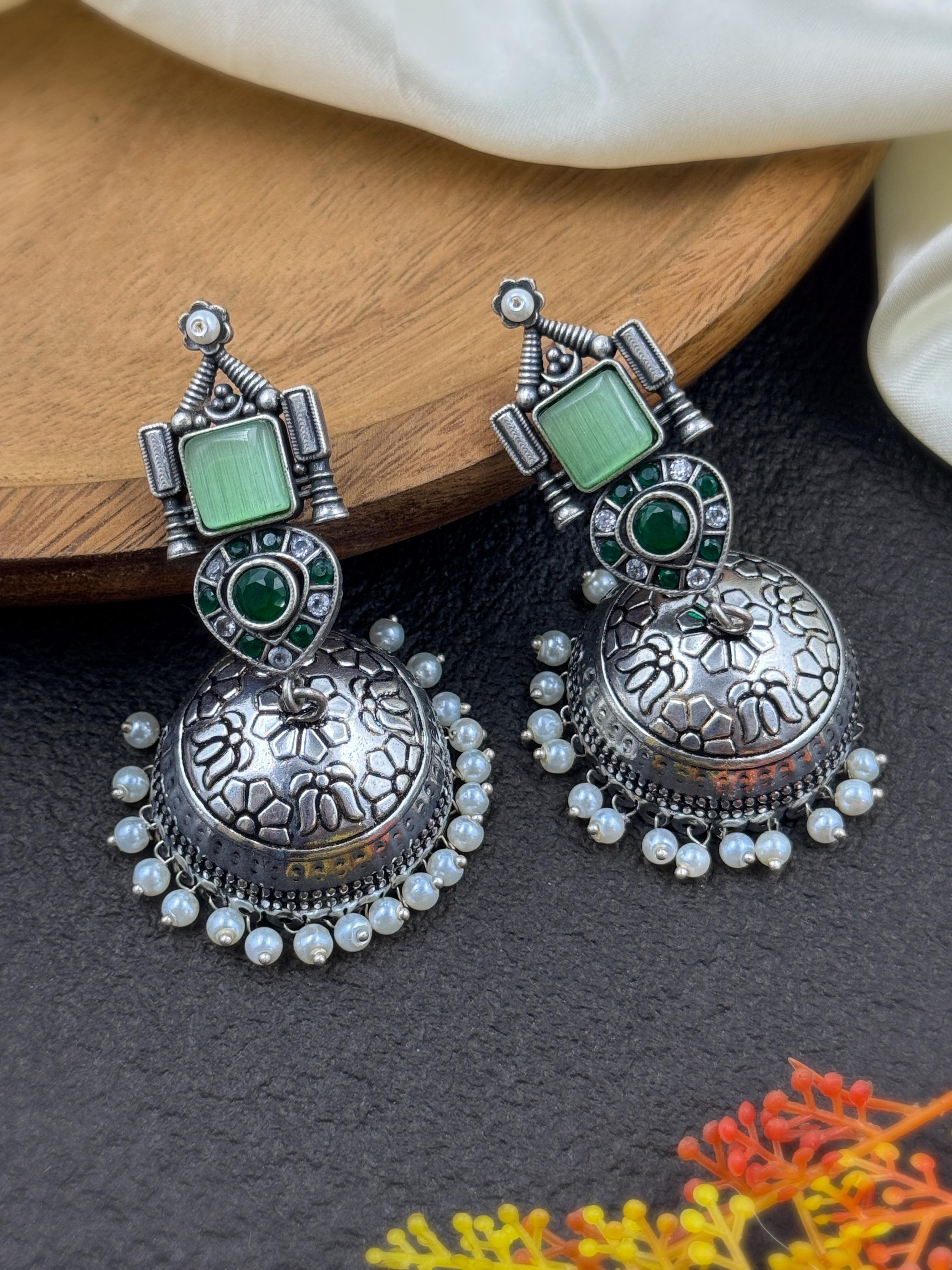 PRISHA OXIDISED JHUMKA EARRINGS