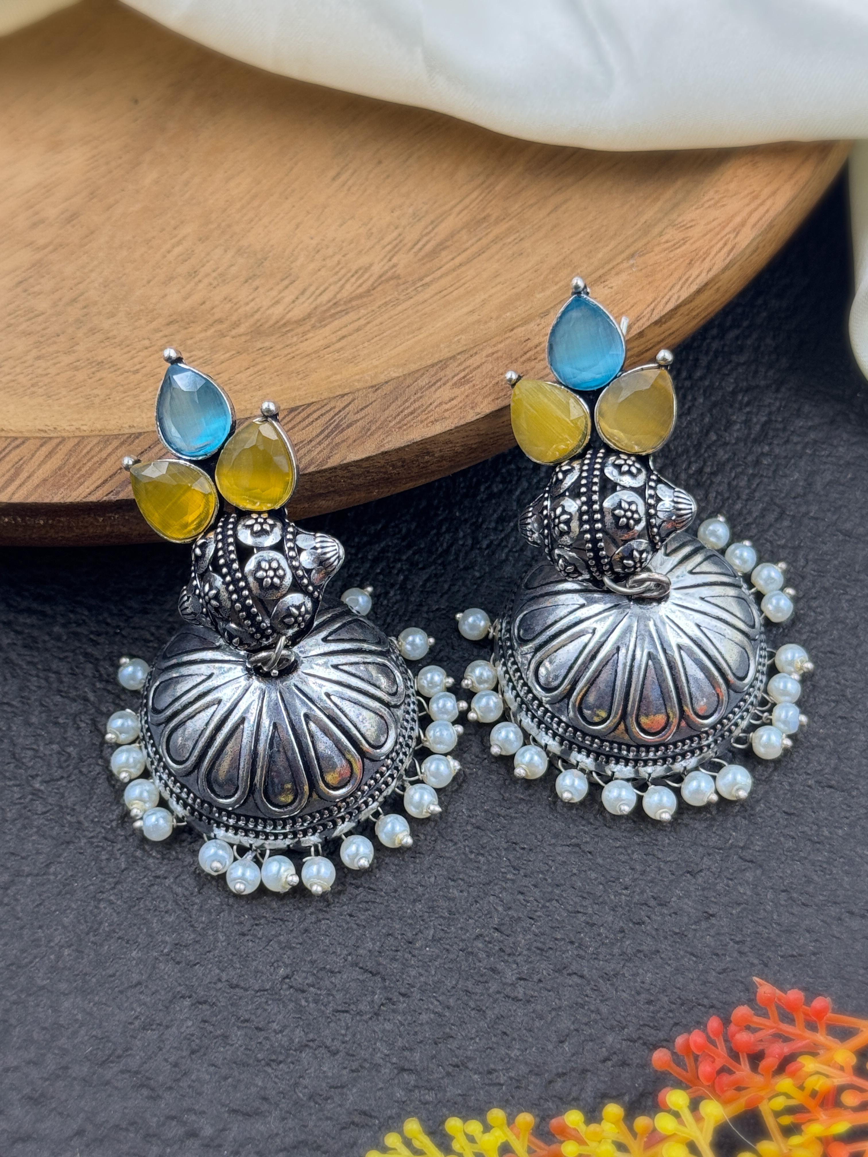 JEVIKA OXIDISED JHUMKA EARRINGS