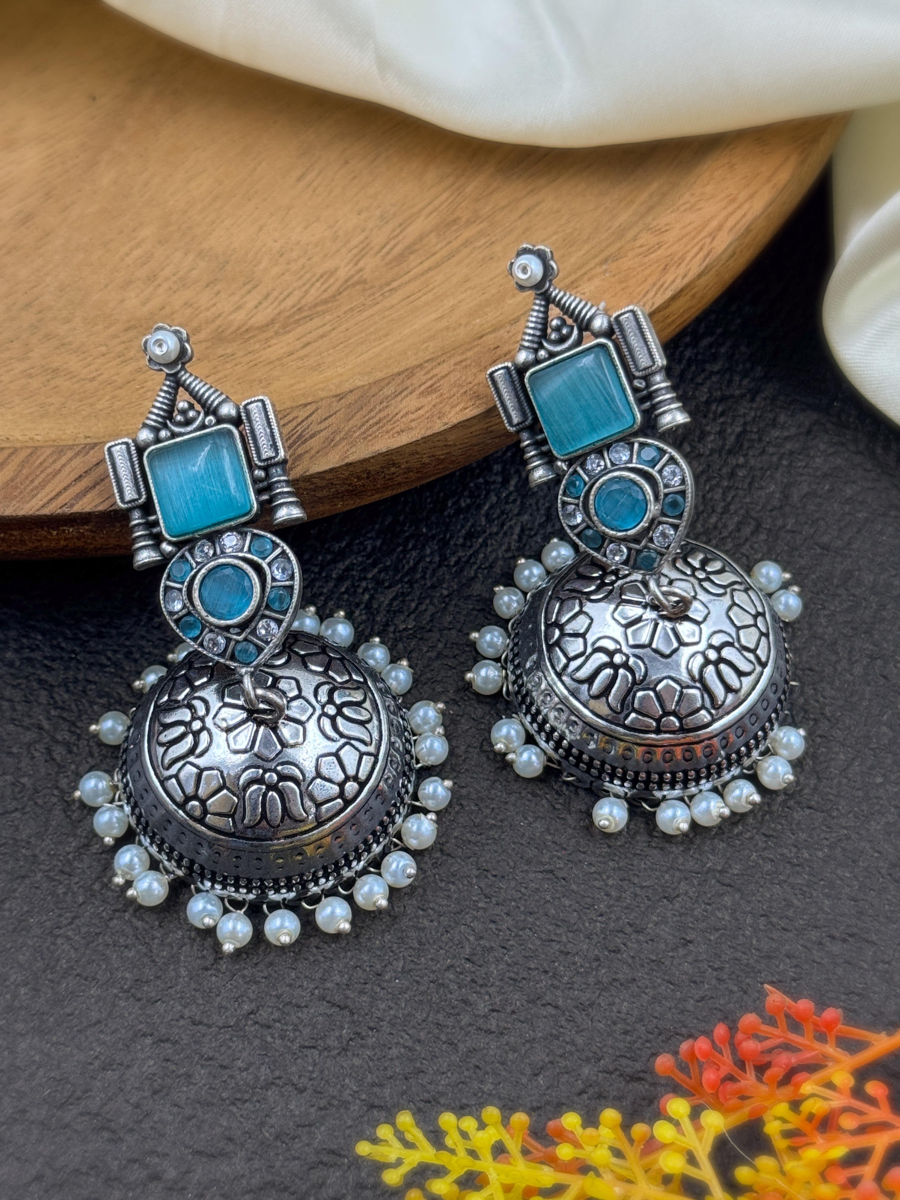 PRISHA OXIDISED JHUMKA EARRINGS