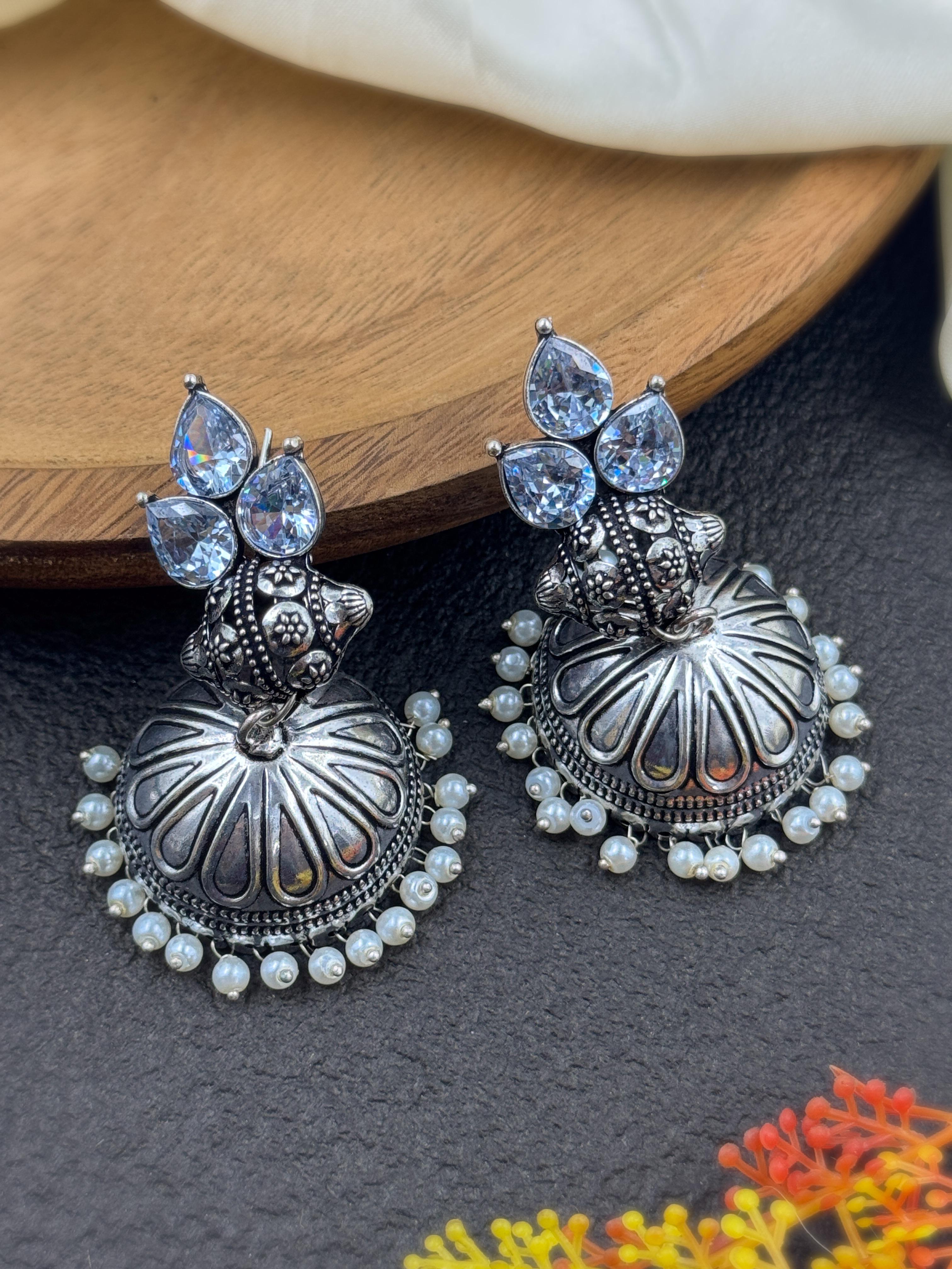 JEVIKA OXIDISED JHUMKA EARRINGS