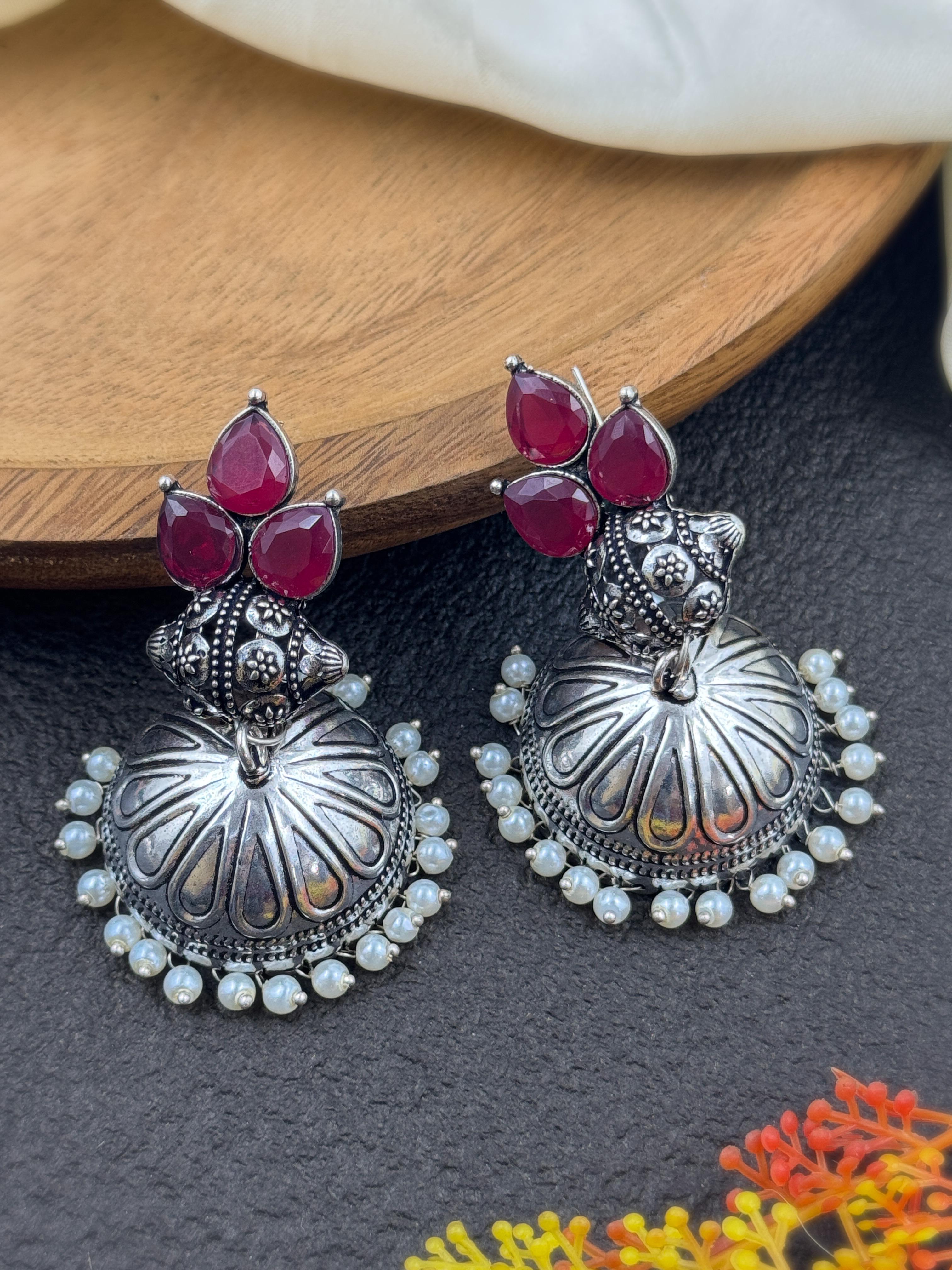 JEVIKA OXIDISED JHUMKA EARRINGS