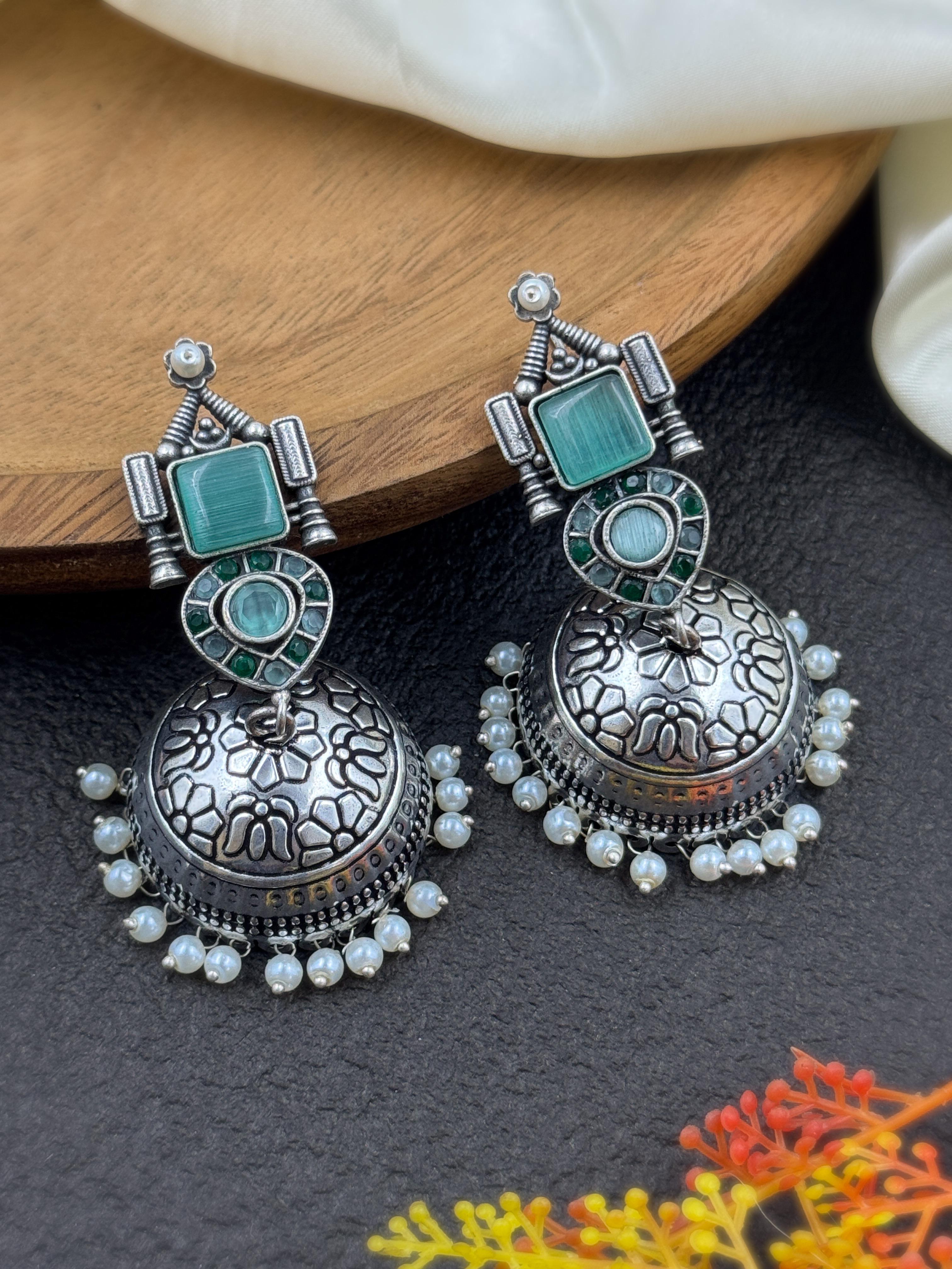 PRISHA OXIDISED JHUMKA EARRINGS