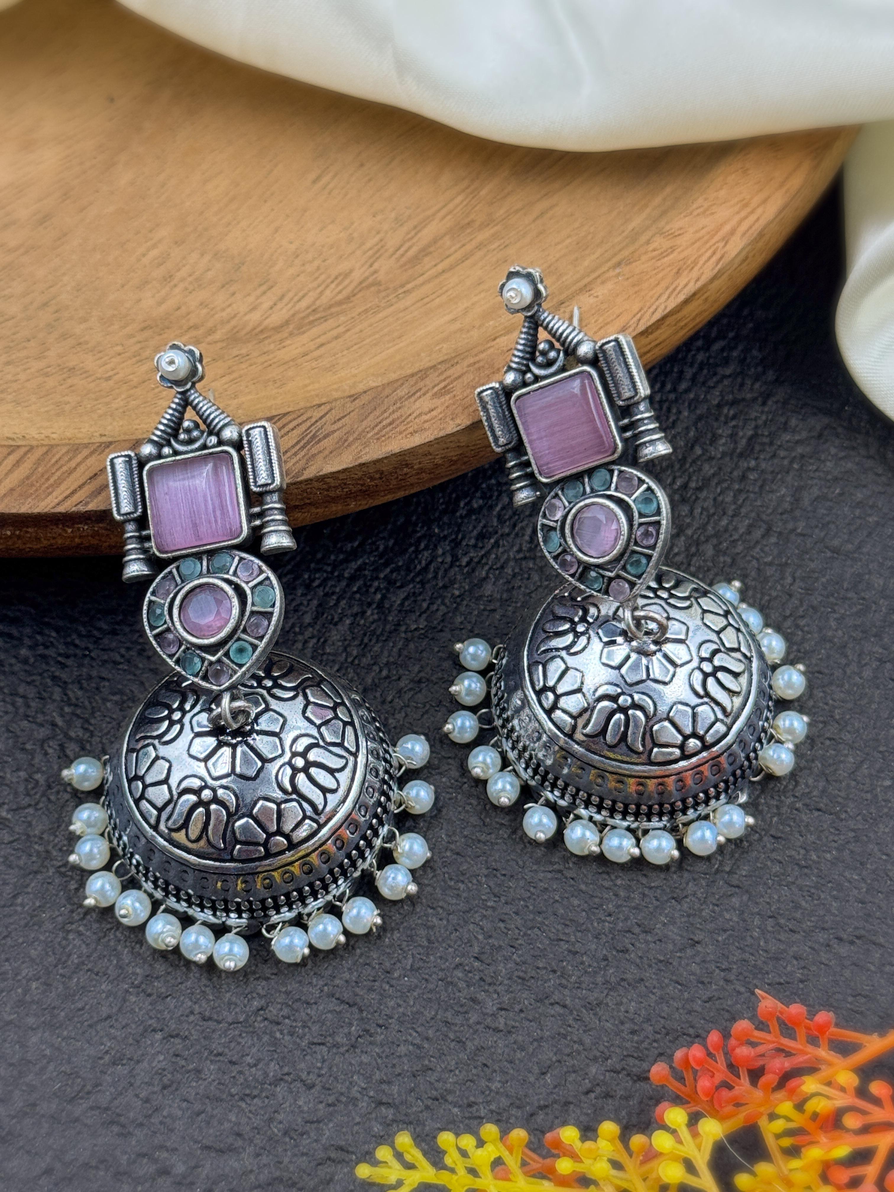 PRISHA OXIDISED JHUMKA EARRINGS