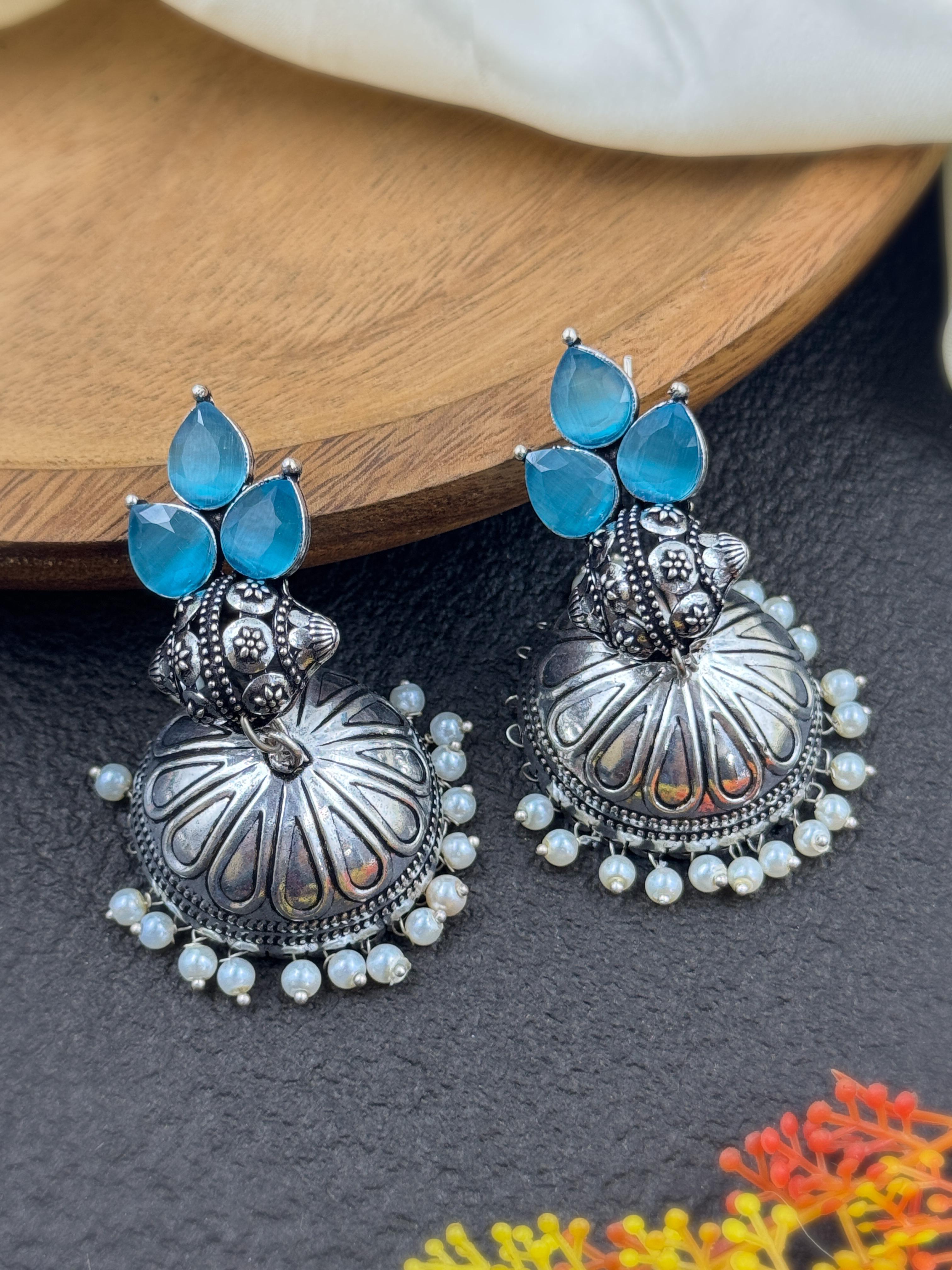 JEVIKA OXIDISED JHUMKA EARRINGS