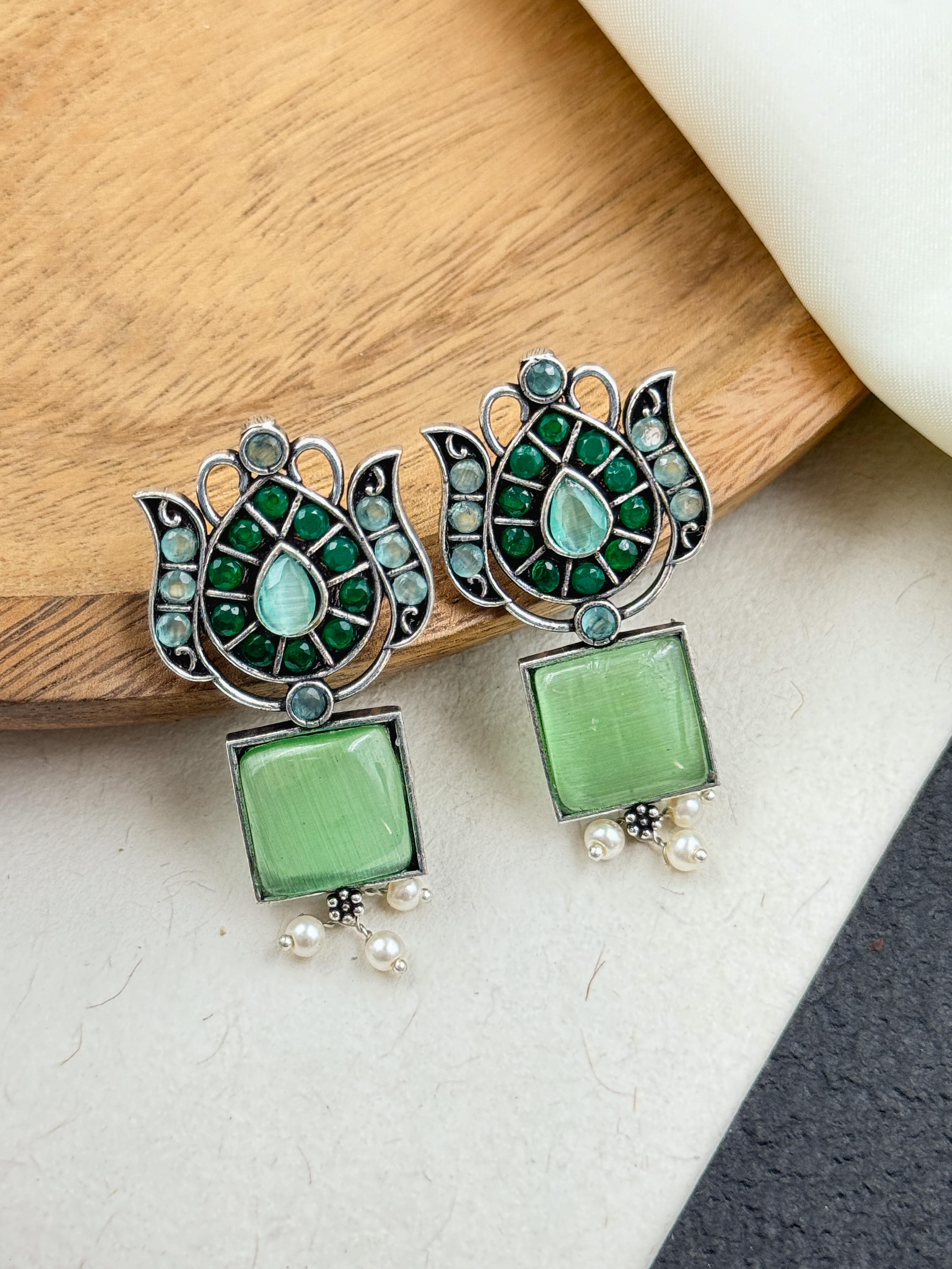 LOTUS DESIGNED STUDS EARRINGS