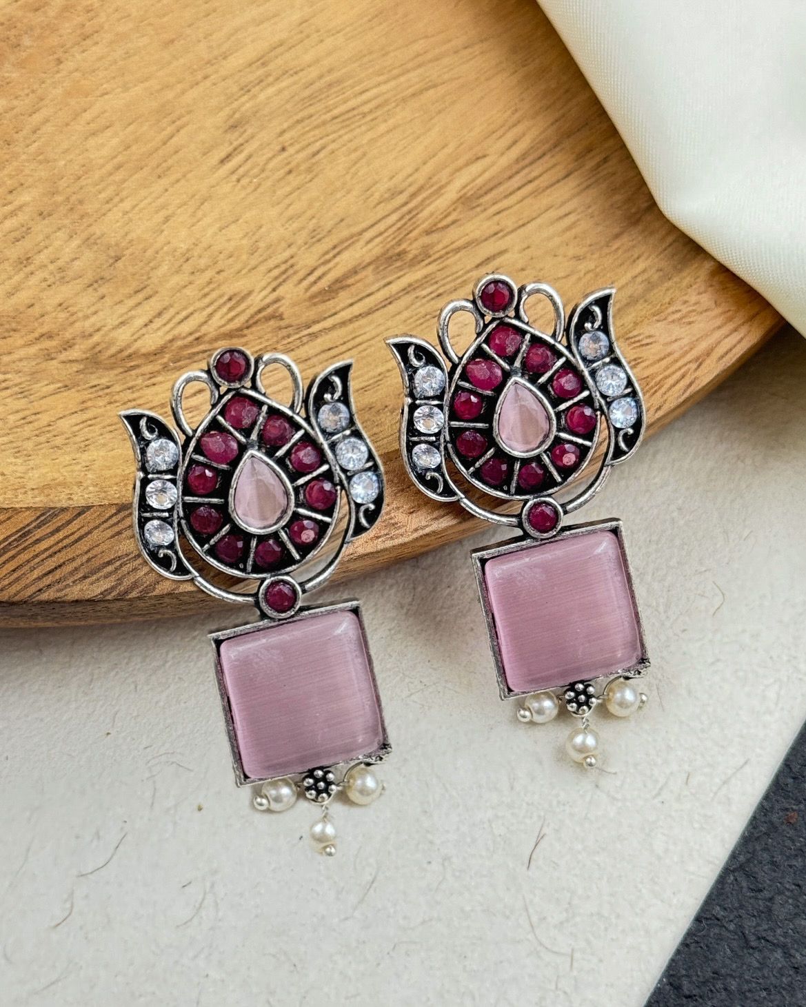 LOTUS DESIGNED STUDS EARRINGS