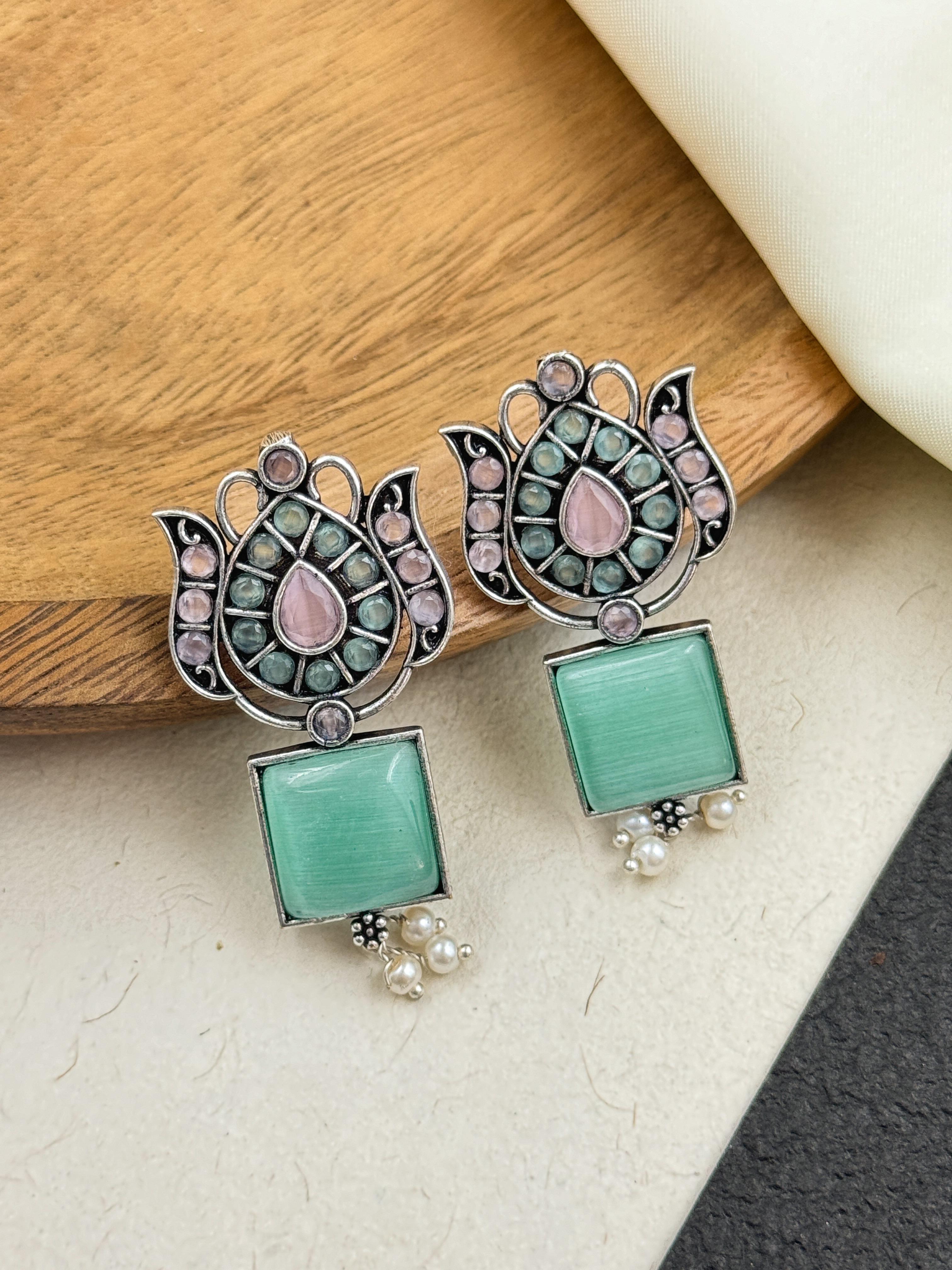 LOTUS DESIGNED STUDS EARRINGS