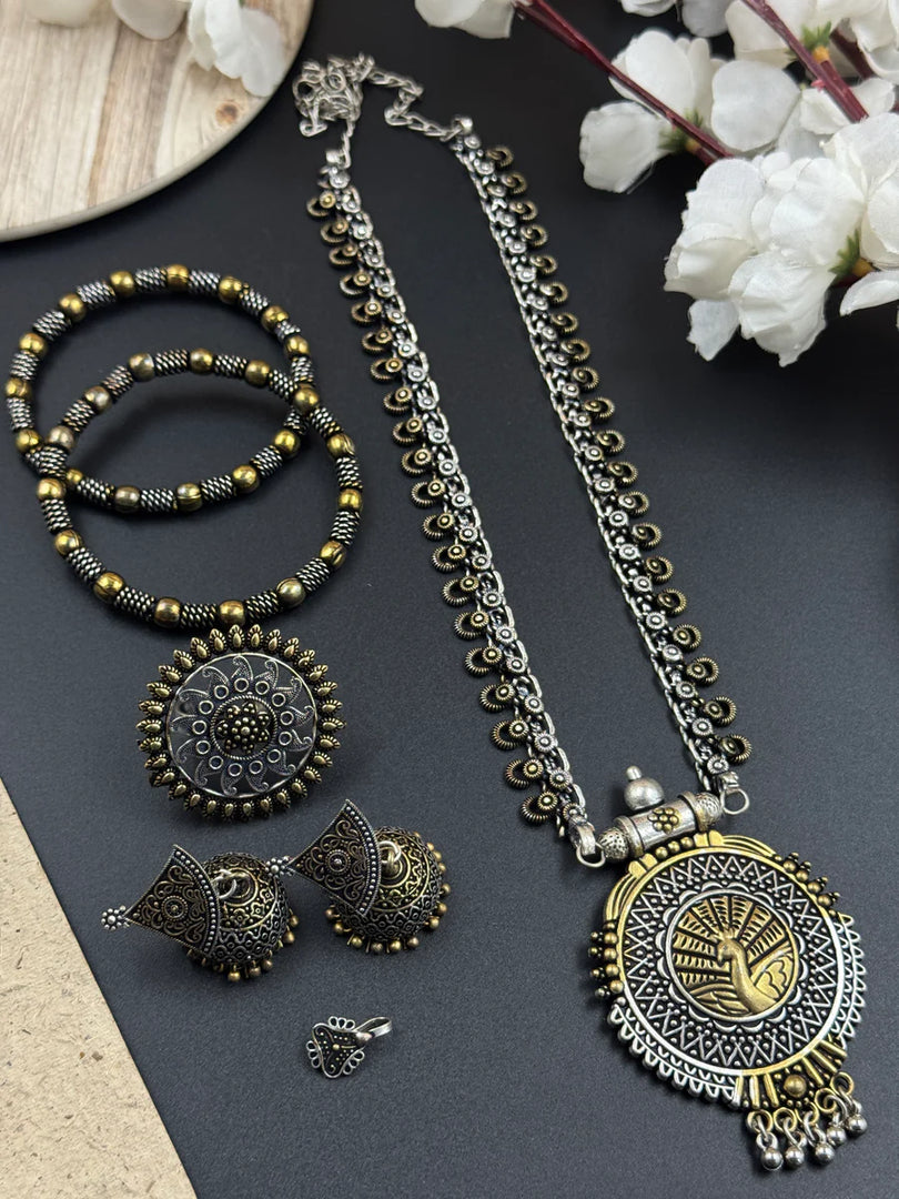 5 PIECE DUAL TONE JEWELLERY SET COMBO