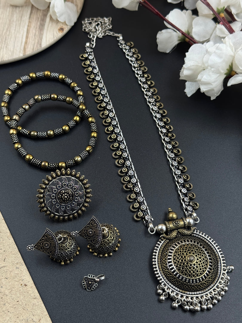 5 PIECE DUAL TONE JEWELLERY SET COMBO