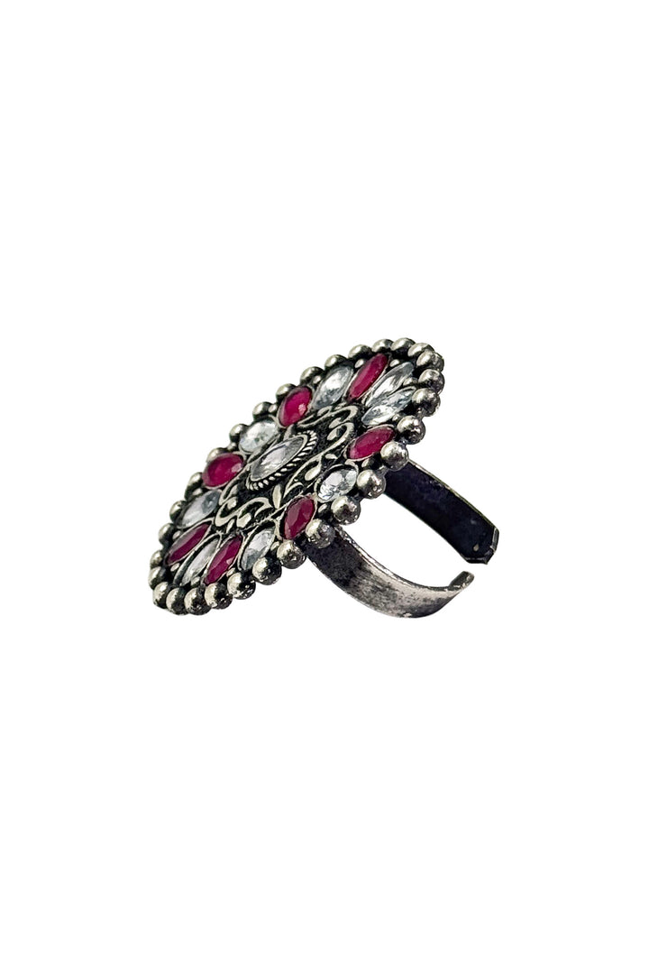 Mishika Oxidised Stone Ring