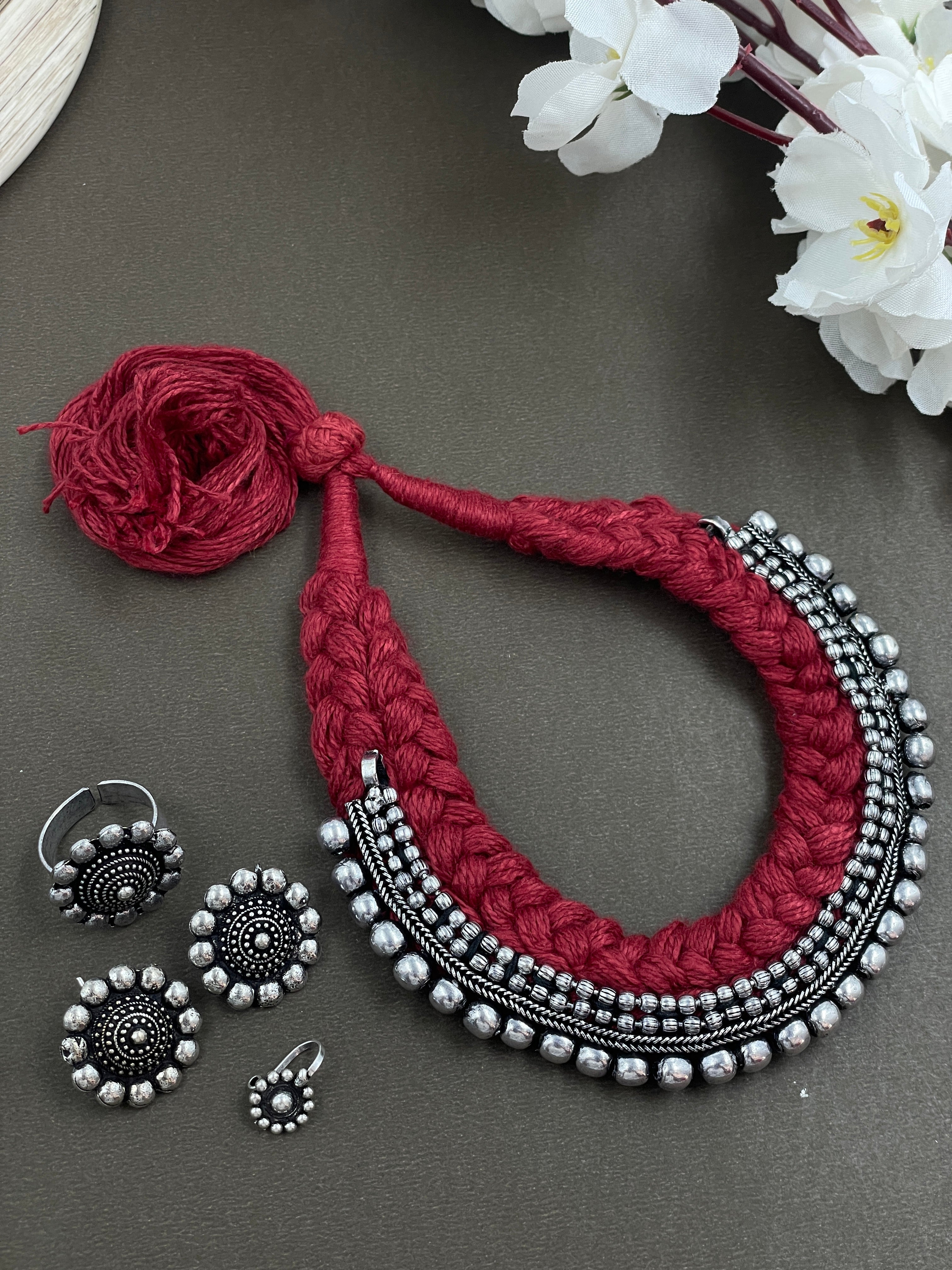 THREADED DOUBLE DOT JEWELLERY SET COMBO