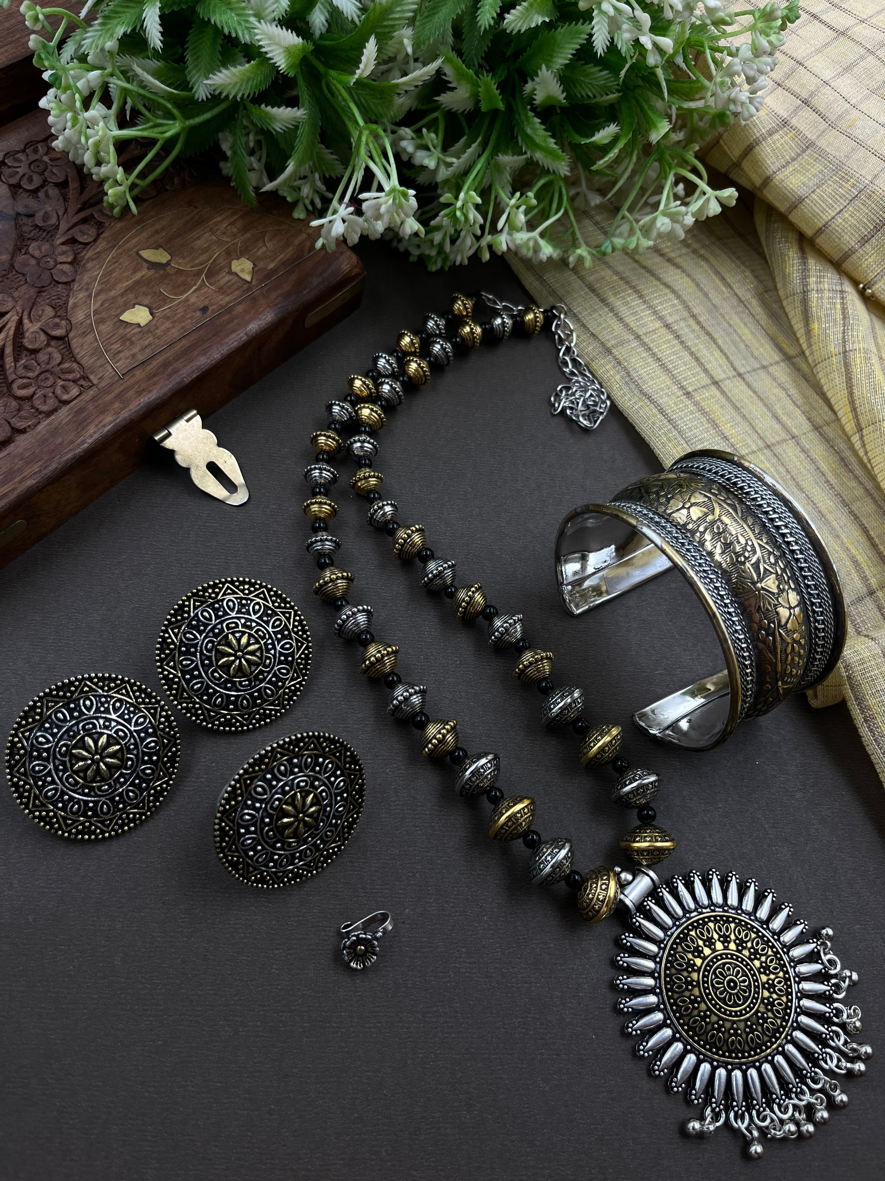 DUAL TONE MALA JEWELLERY SET COMBO