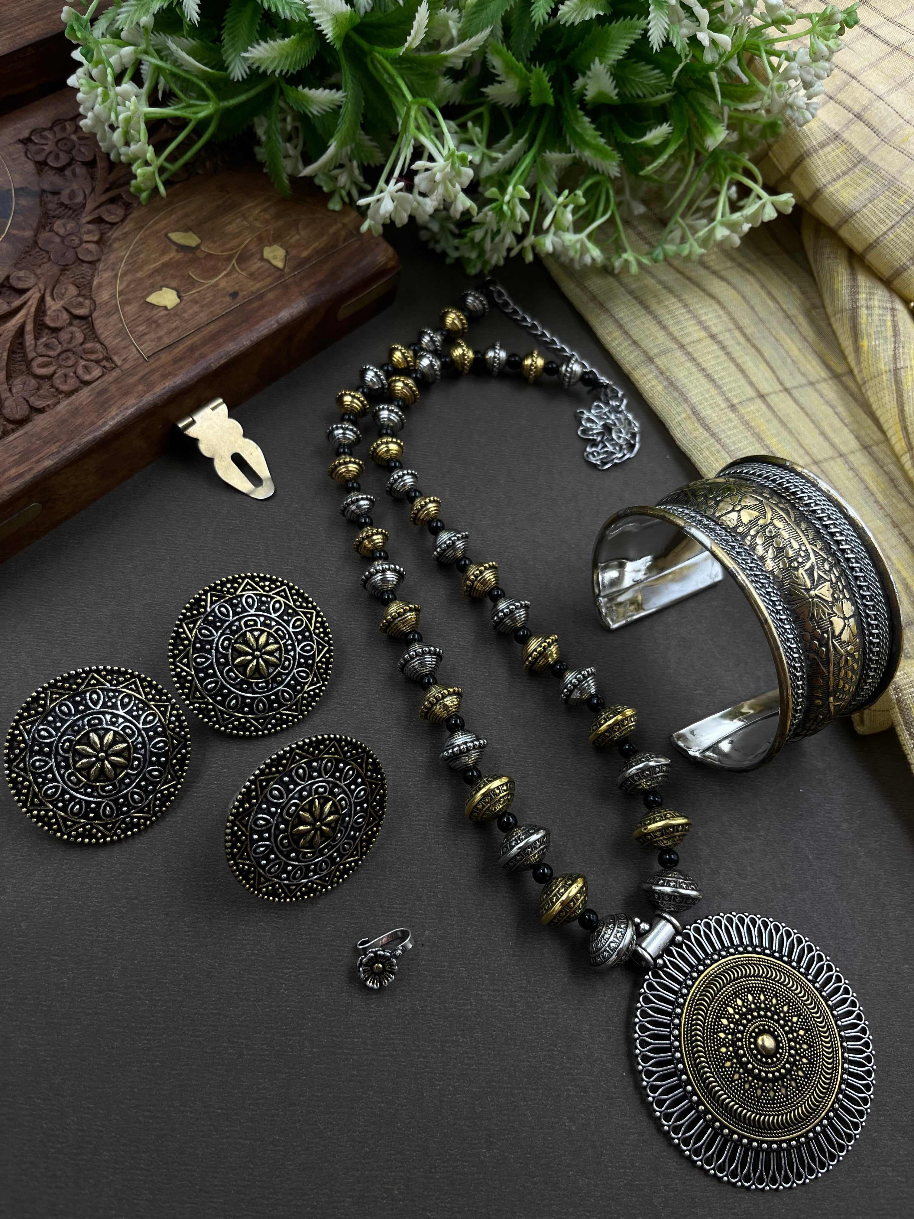 DUAL TONE MALA JEWELLERY SET COMBO