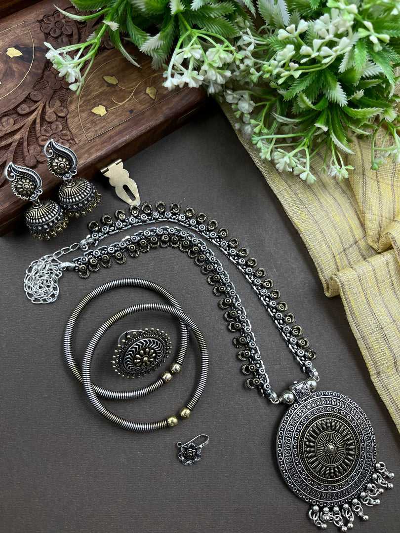 KAMYA DUAL TONE 5 PIECE JEWELLERY SET COMBO