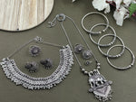 Load image into Gallery viewer, PREETI BRASS OXIDISED JEWELRY SET COMBO