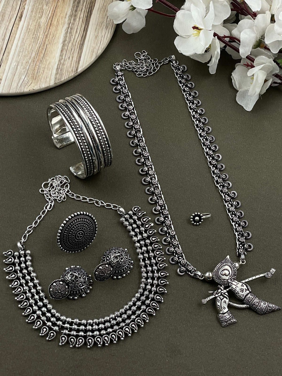 SONAM BRASS OXIDISED JEWELRY SET COMBO