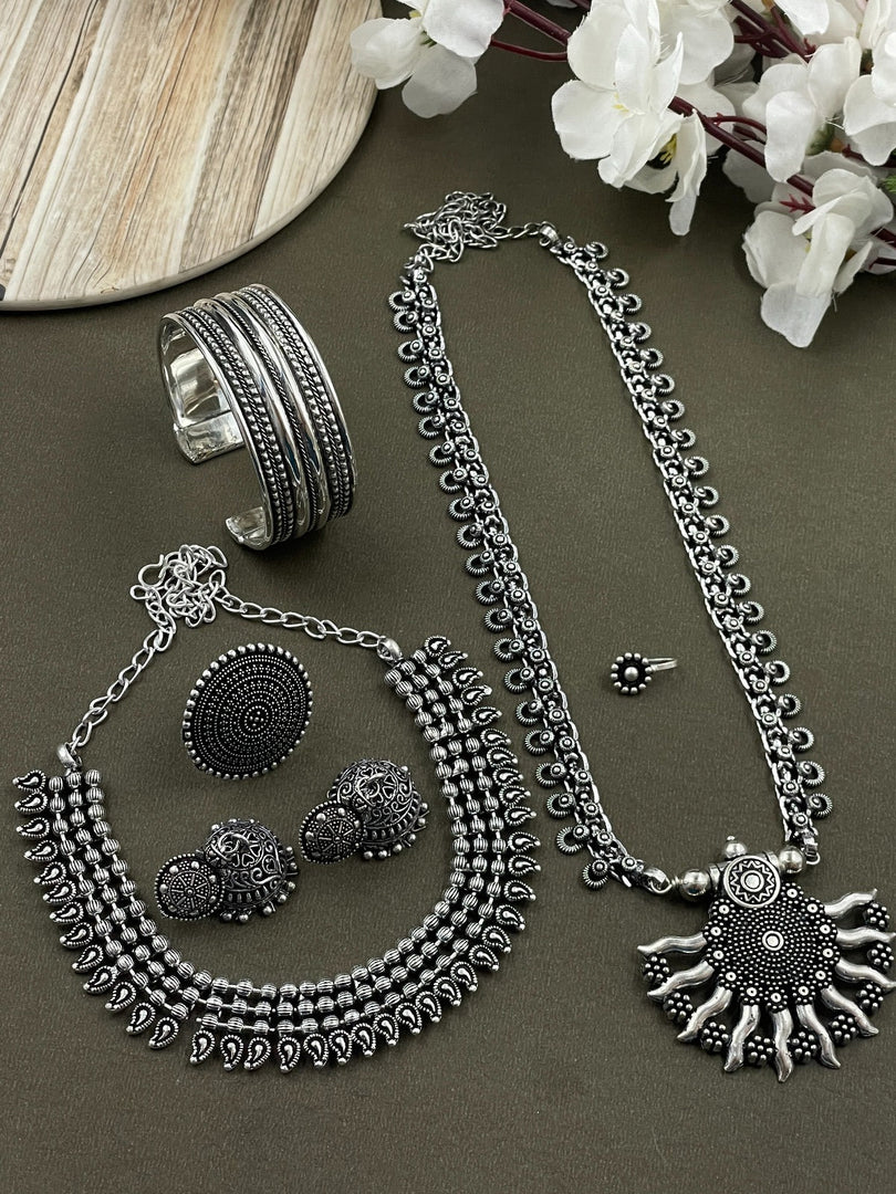 SONAM BRASS OXIDISED JEWELLERY SET COMBO