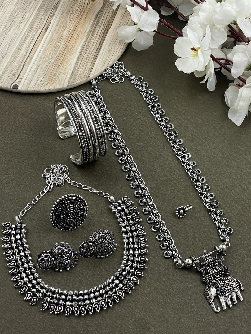 SONAM BRASS OXIDISED JEWELLERY SET COMBO