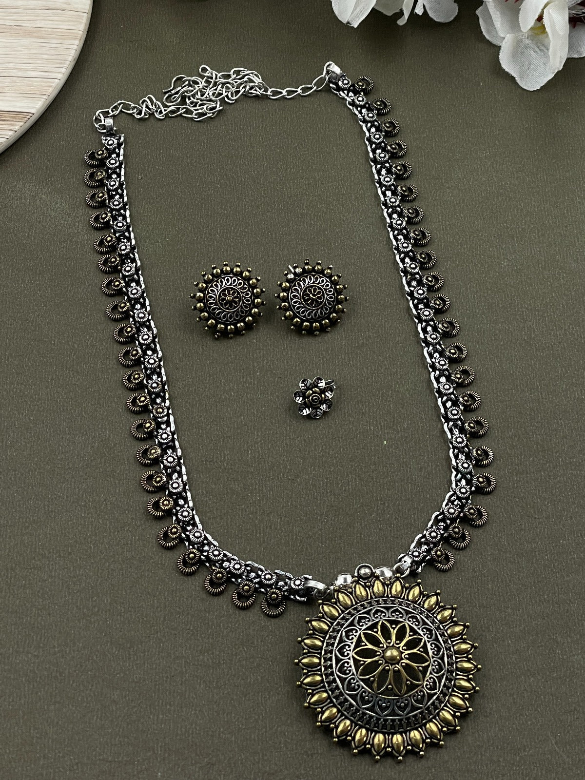 NIDHI BRASS OXIDISED JEWELRY SET COMBO