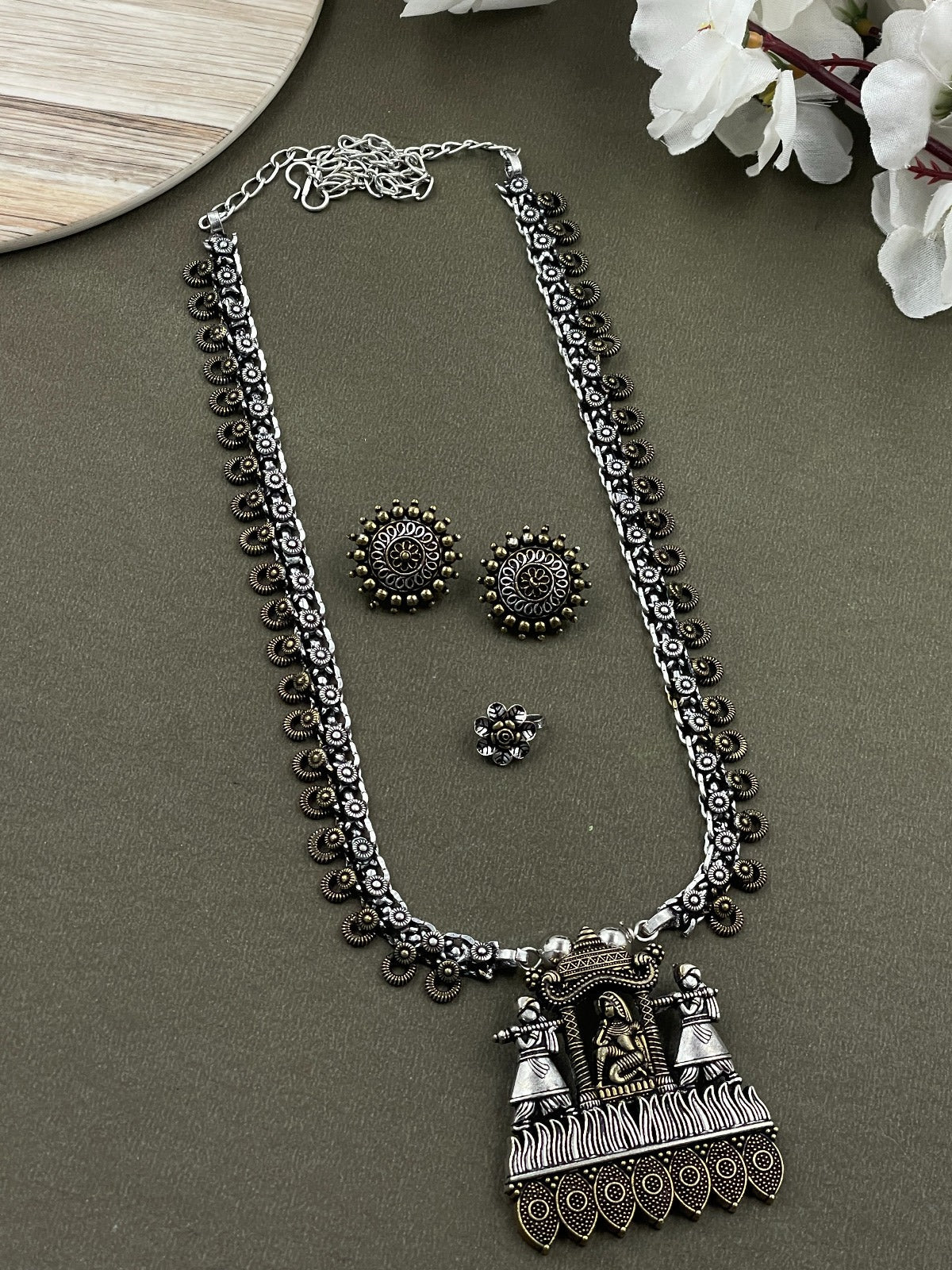 NIDHI BRASS OXIDISED JEWELRY SET COMBO