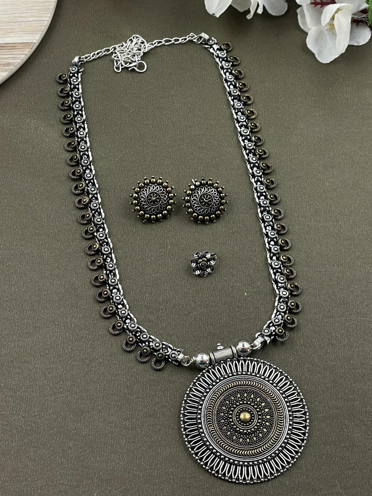 NIDHI BRASS OXIDISED JEWELRY SET COMBO