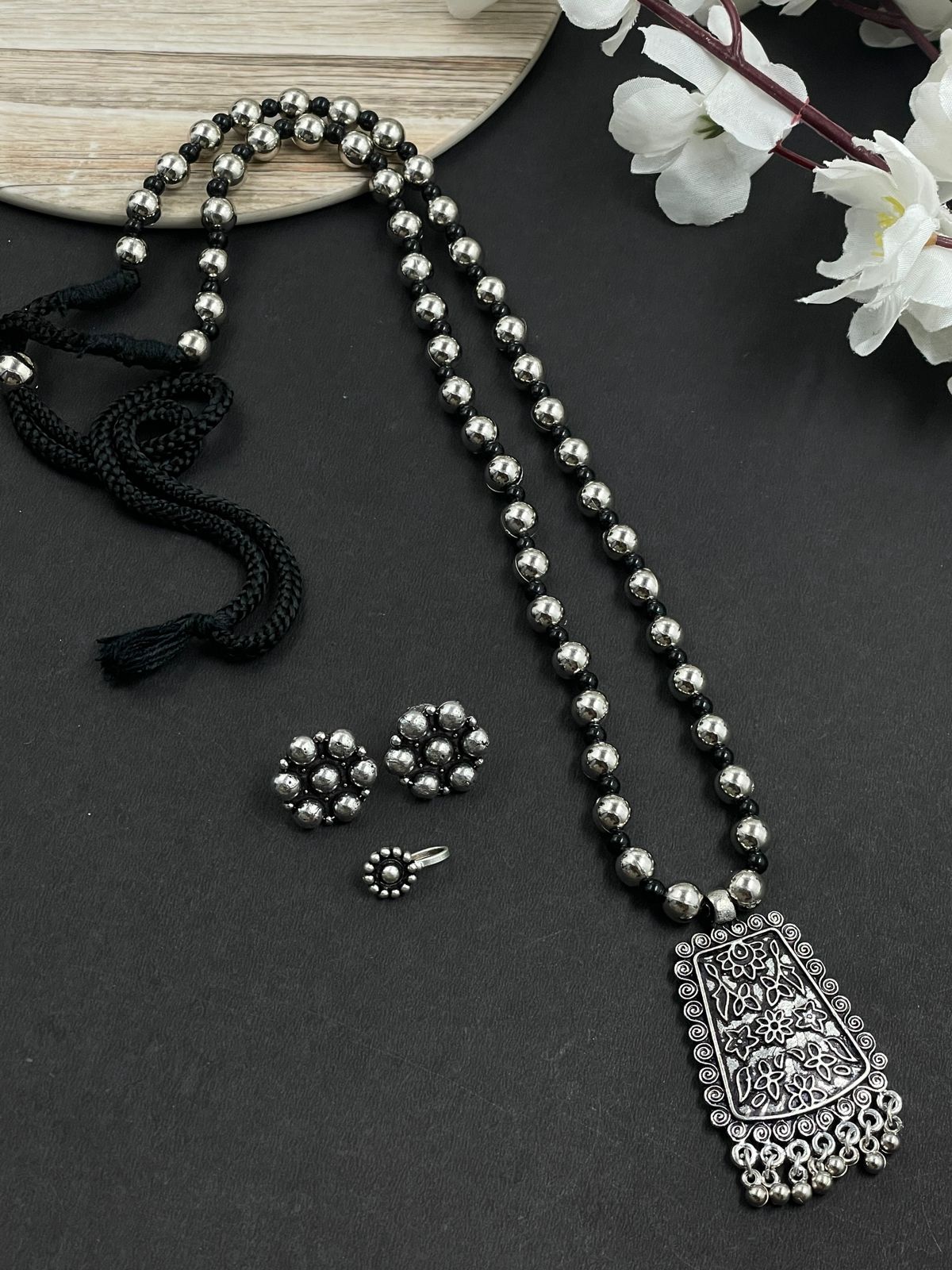 EVANA SINGLE LINE MALA PENDANT JEWELLERY SET COMBO