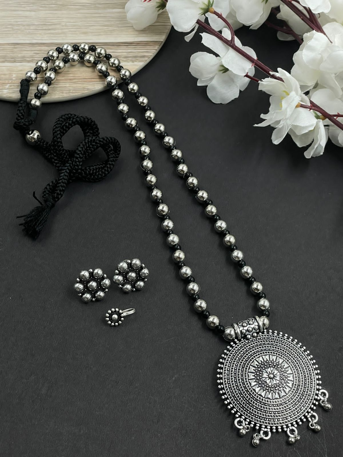 EVANA SINGLE LINE MALA PENDANT JEWELLERY SET COMBO