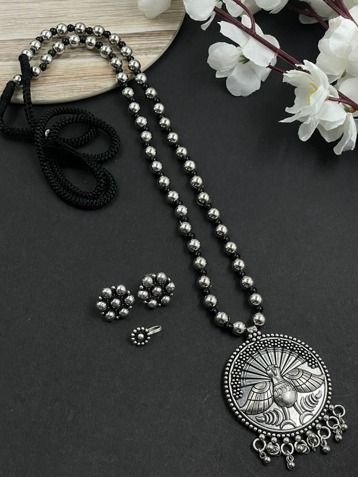 EVANA SINGLE LINE MALA PENDANT JEWELLERY SET COMBO