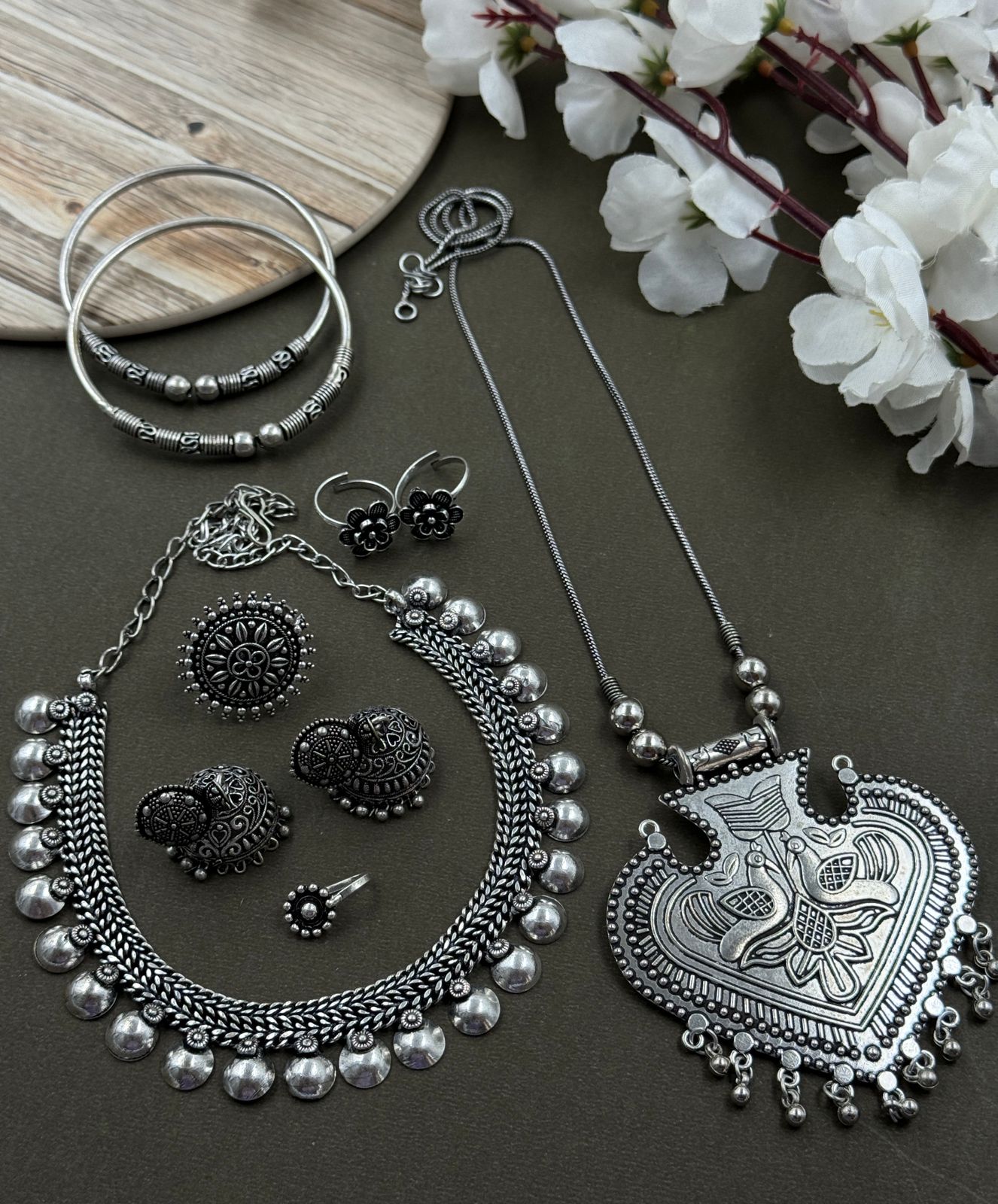 SIMRAN 7 PIECE CHAIN PENDANT JEWELLERY SET COMBO