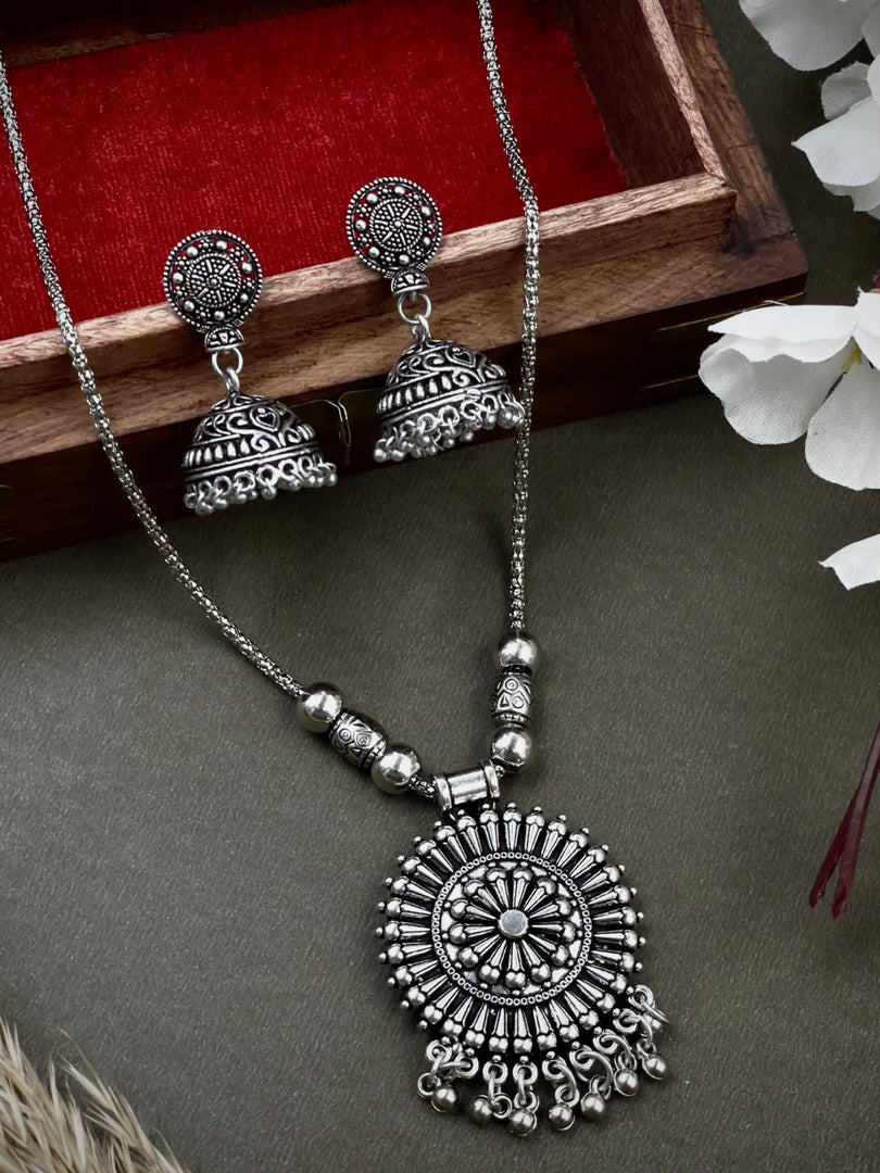 BRASS OXIDISED CHAIN JEWELLERY SET