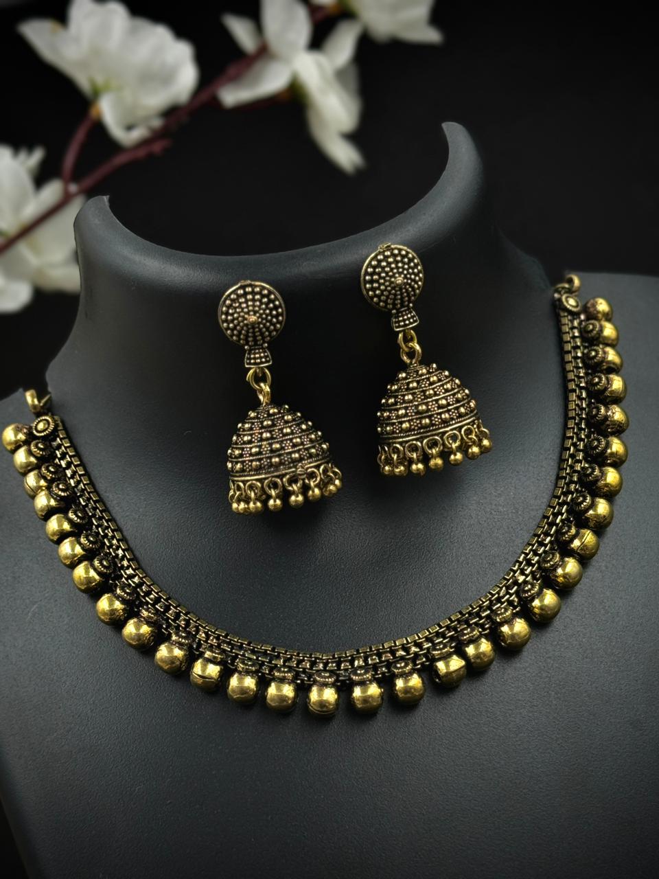 SOFTCHAIN GOLD OXIDISED CHOKER jewellery set