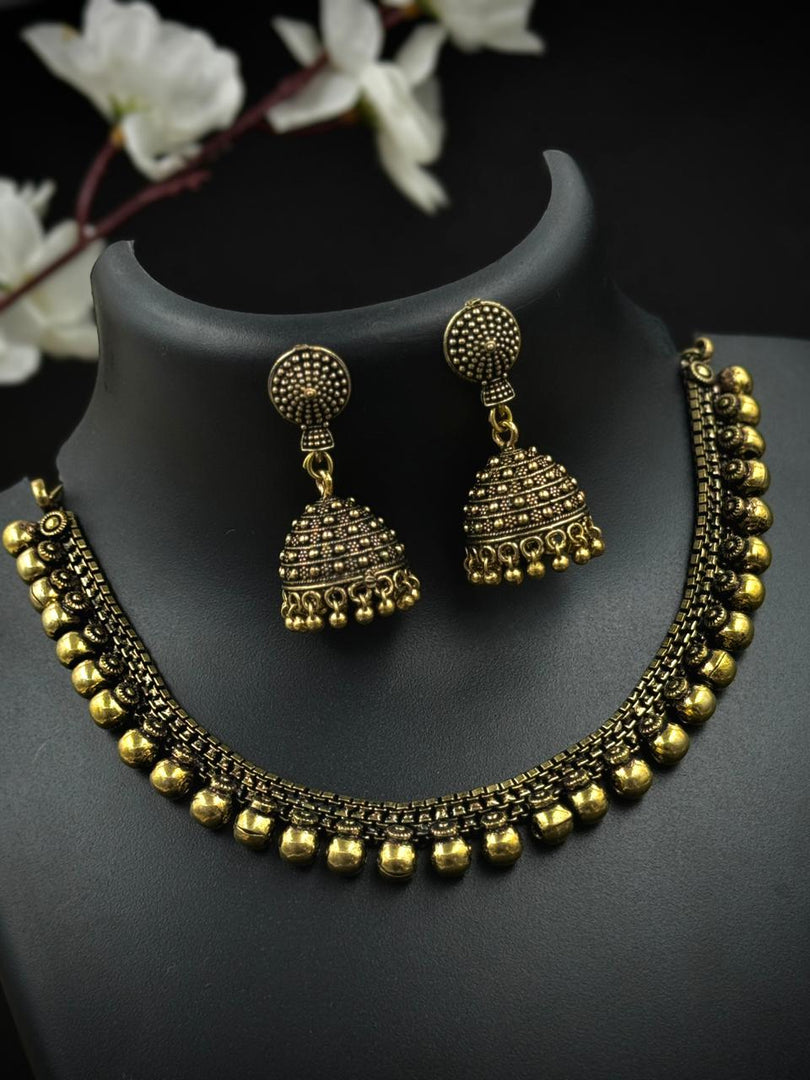 SOFTCHAIN GOLD OXIDISED CHOKER JEWELLERY SET