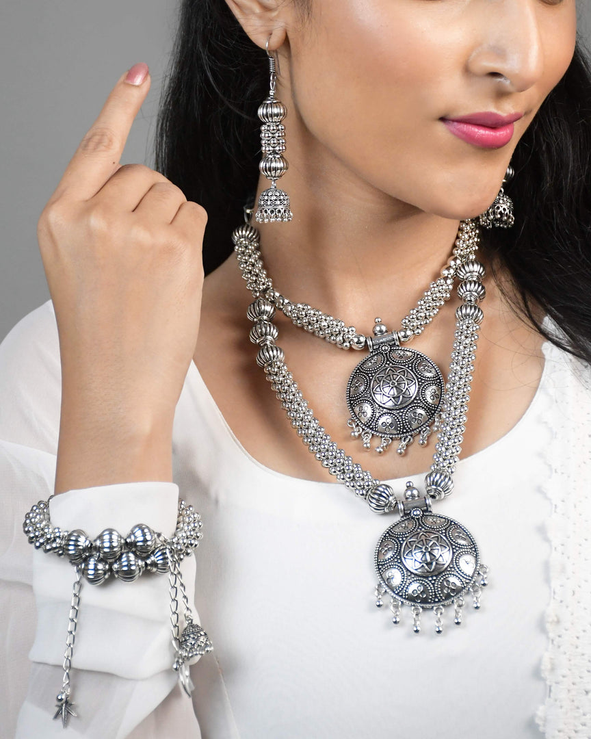 TANYA OXIDISED JEWELLERY SET COMBO