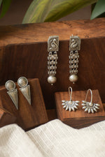 Load image into Gallery viewer, Silver Lookalike 3 Earrings Combo