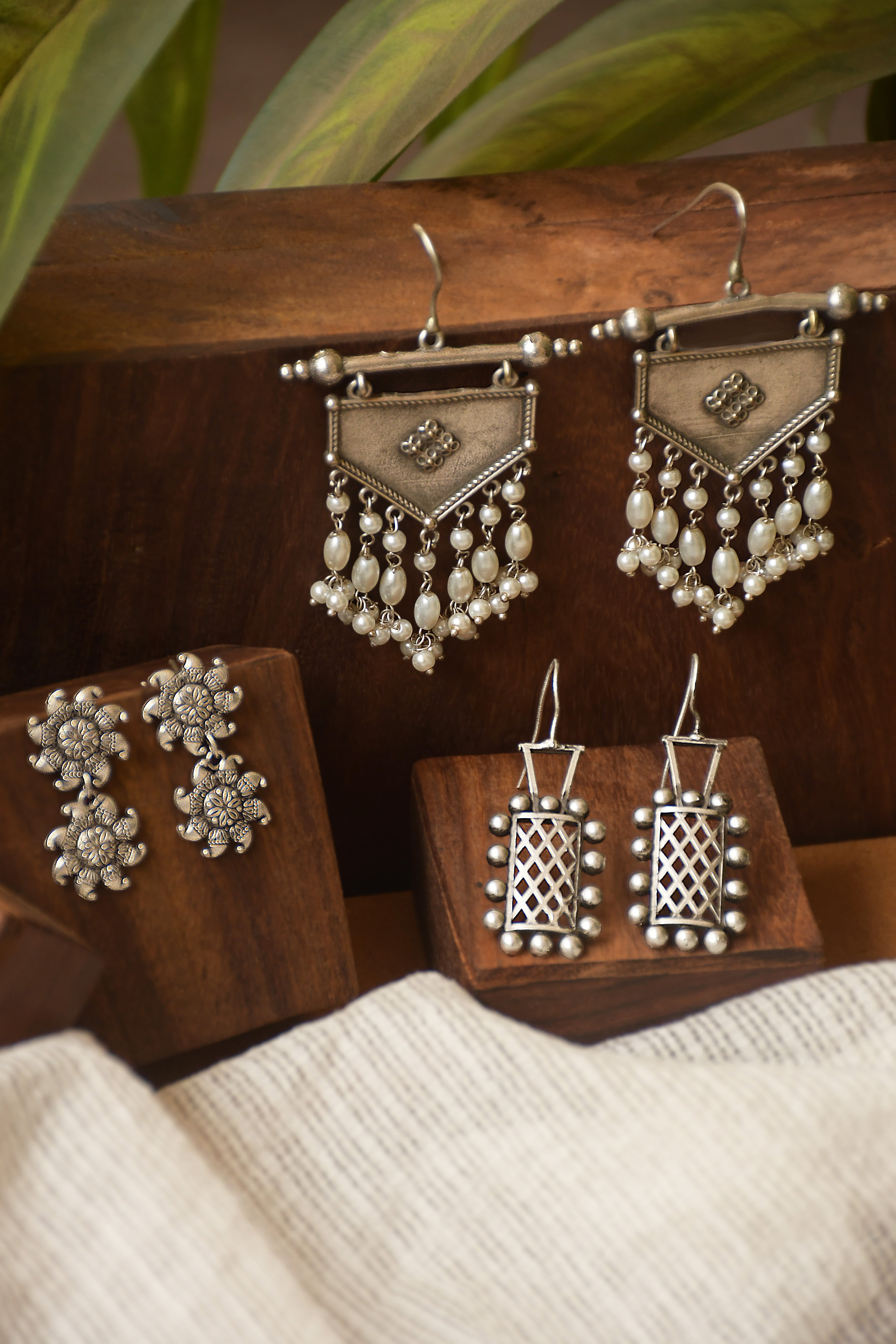 RIYA SILVER LOOKALIKE 3 EARRINGS COMBO
