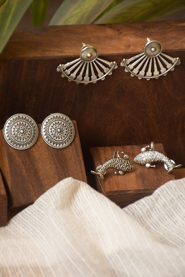 Pari Silver Lookalike 3 Earrings Combo