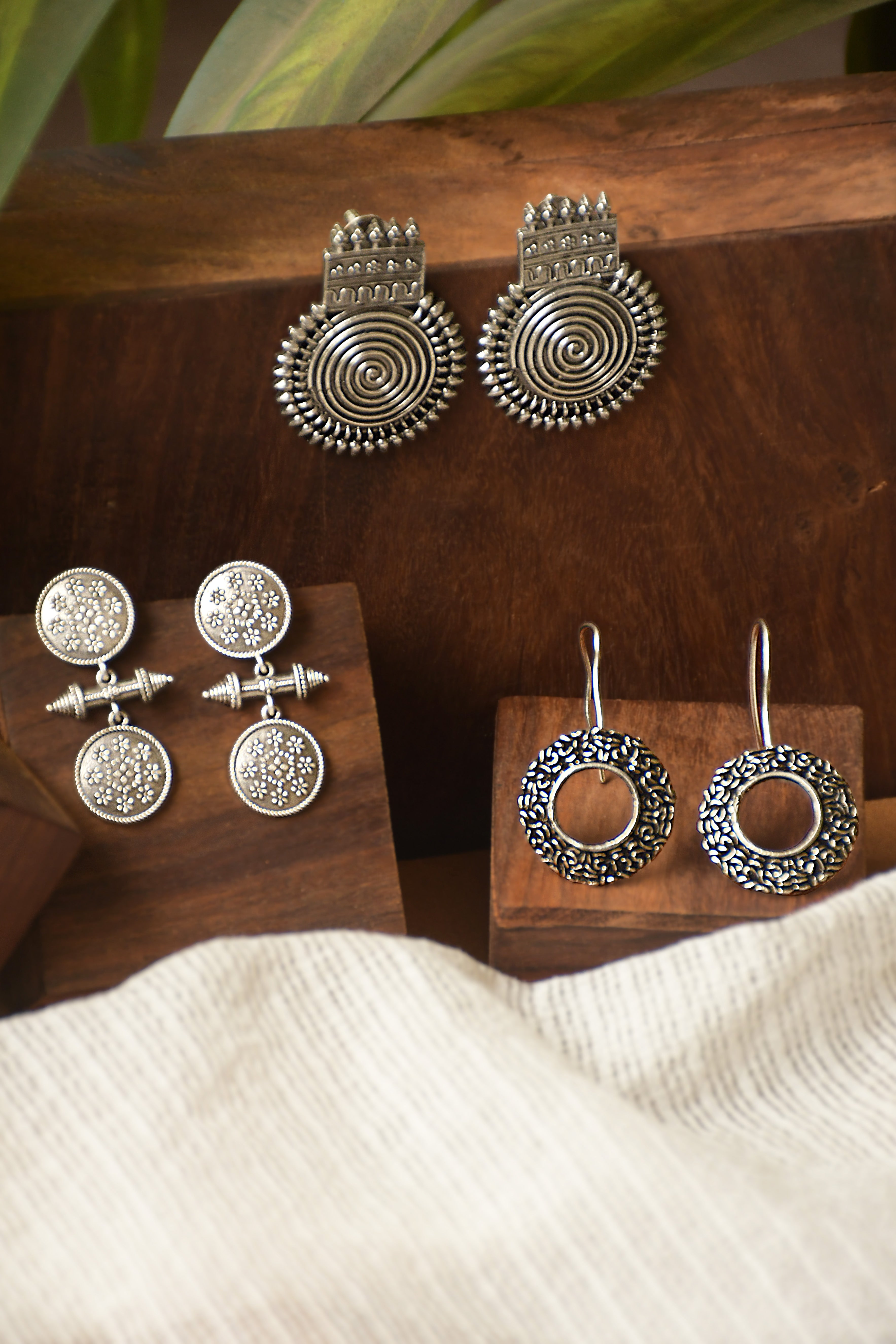 PIHU SILVER LOOKALIKE 3 EARRINGS COMBO