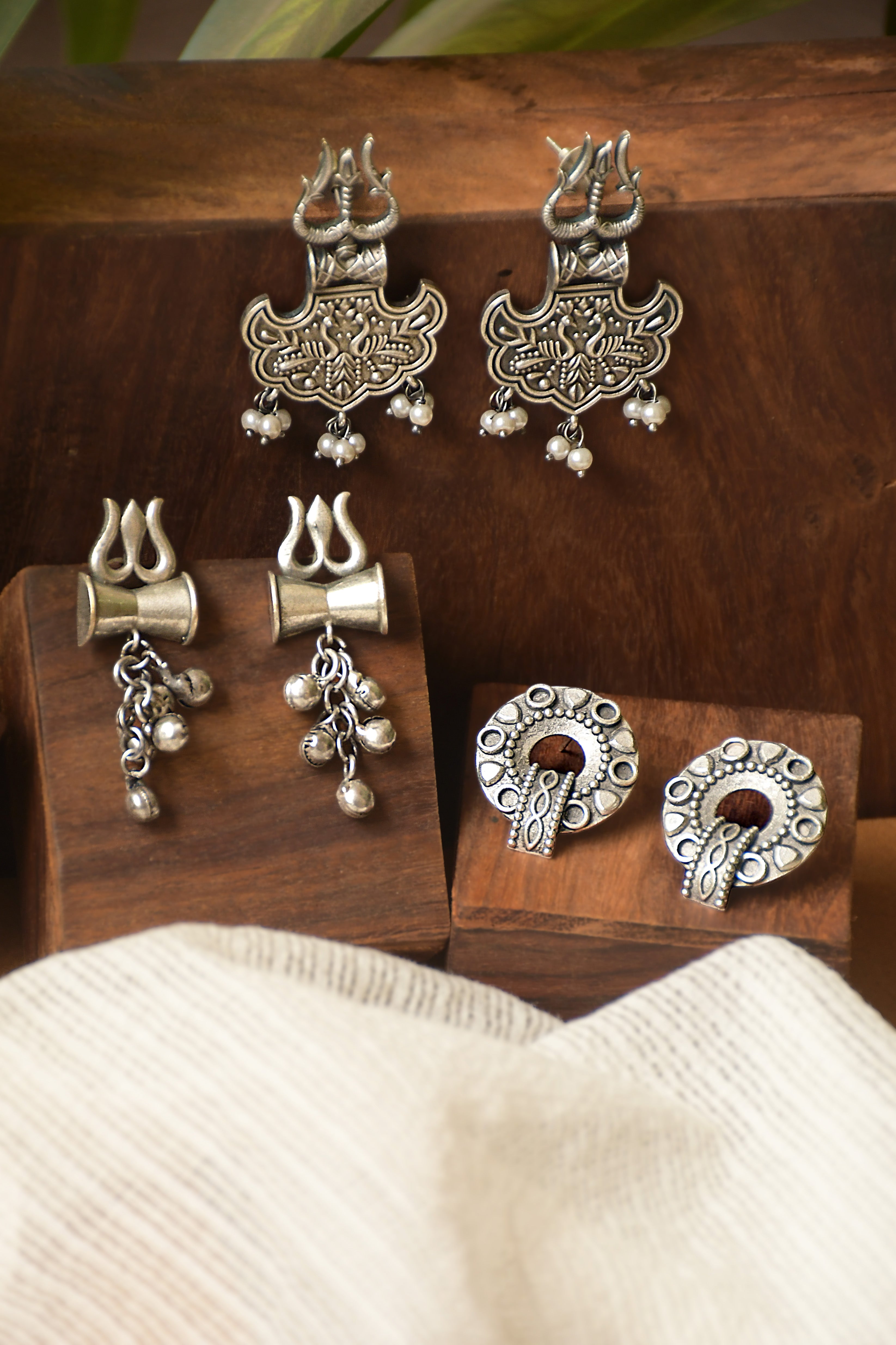 RIA SILVER LOOKALIKE 3 EARRINGS COMBO