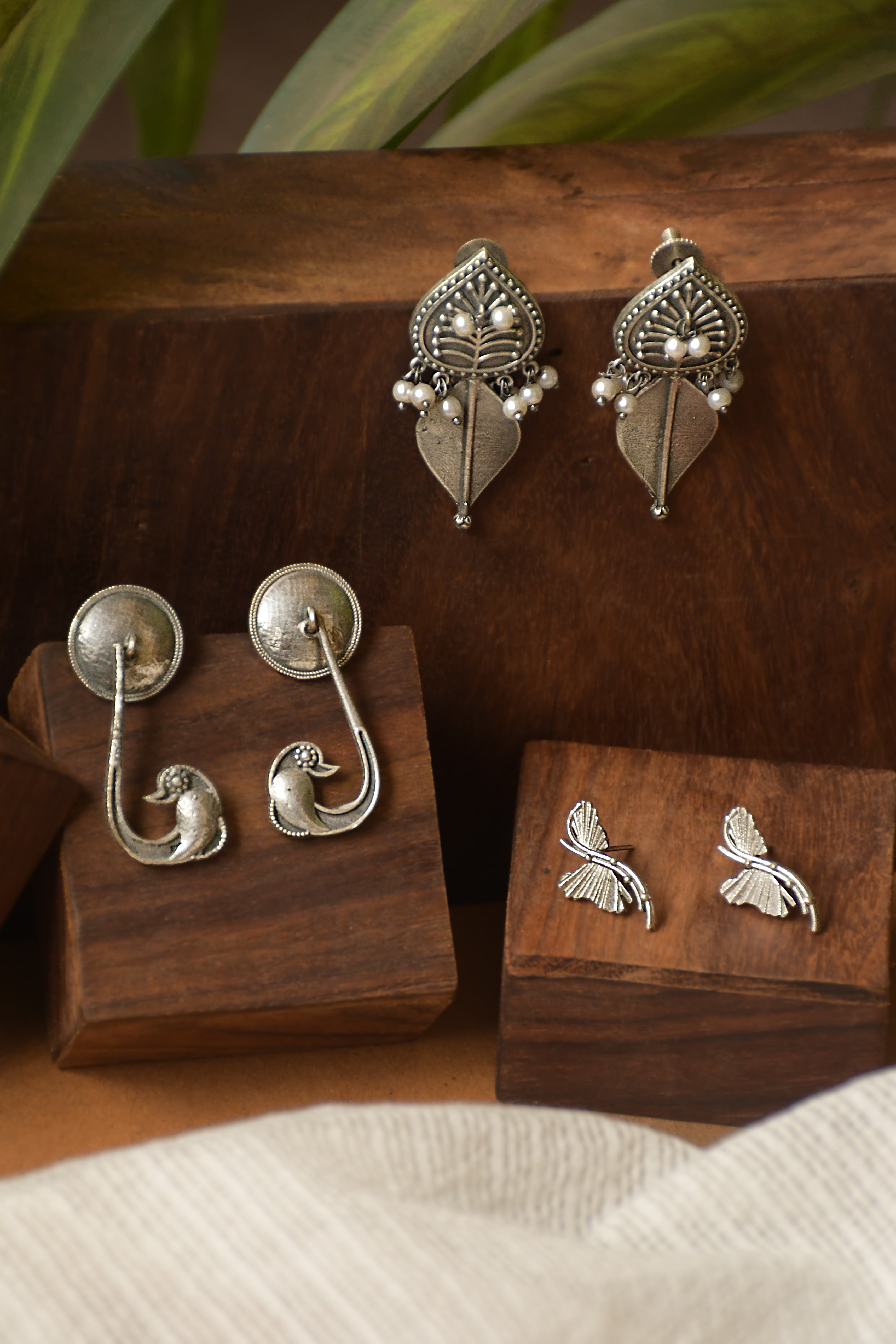 MEHAR SILVER LOOKALIKE 3 EARRINGS COMBO