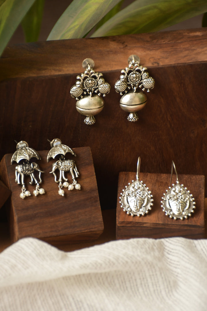 Nidhi Silver Lookalike 3 Earrings Combo