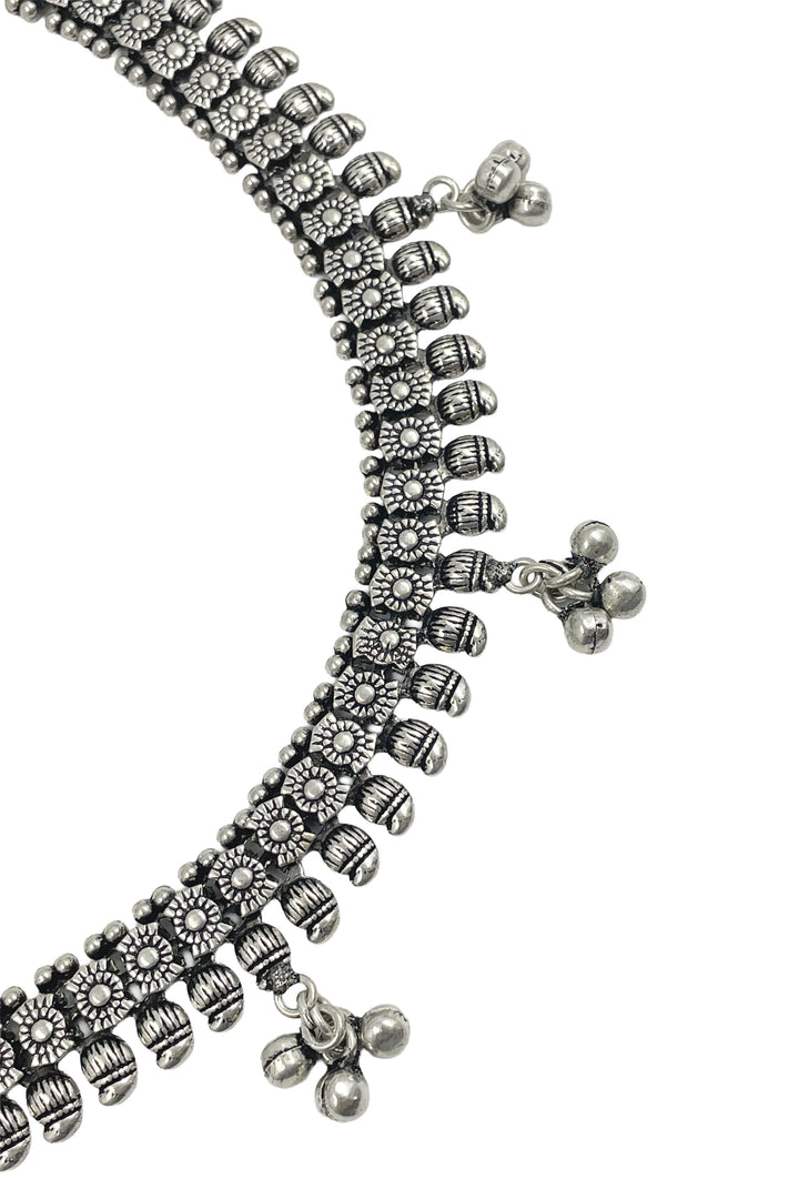 Radha Designer Oxidised Silver Anklet