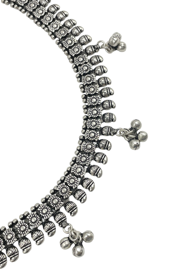 Radha Designer Oxidised Silver Anklet