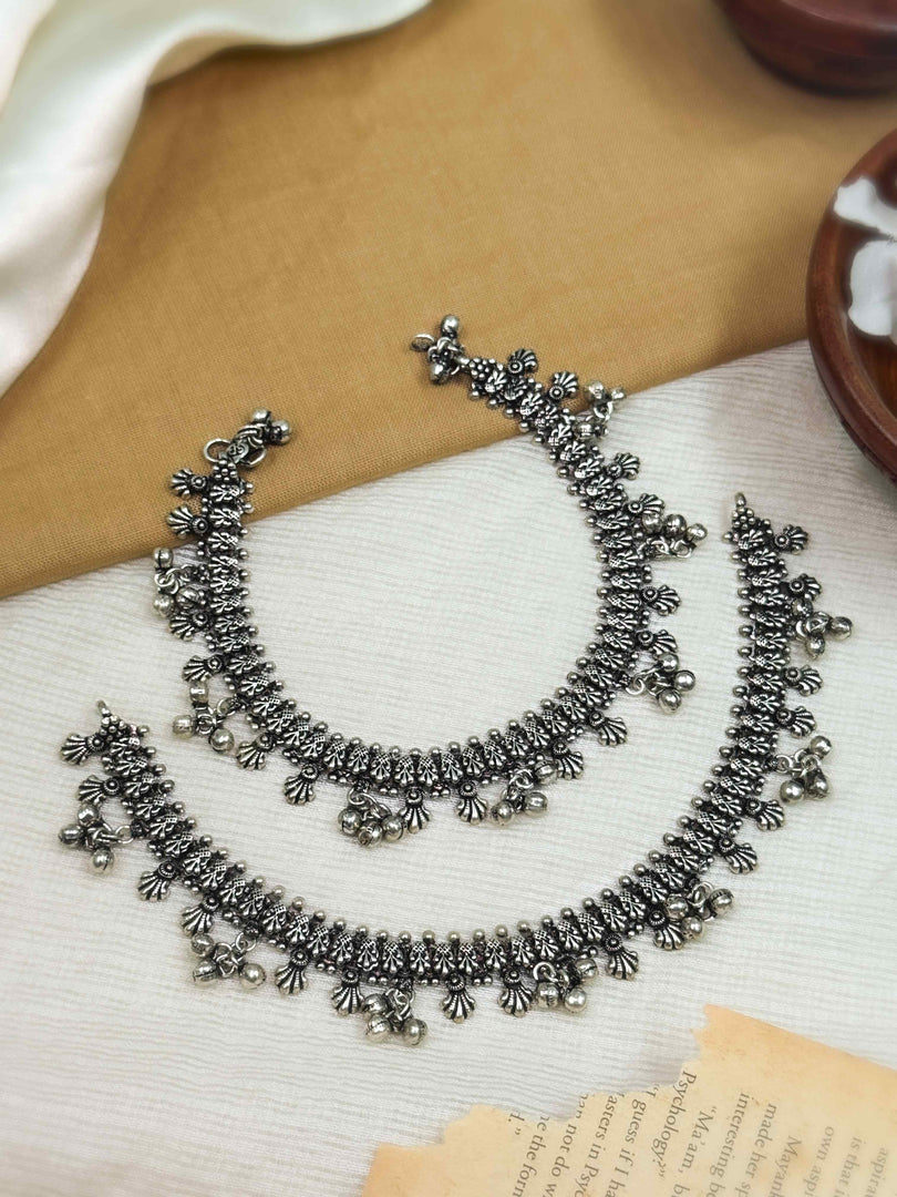 Aditi Designer Oxidised Silver Anklet