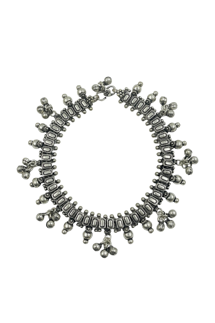 Aarohi Designer Oxidised Silver Anklet
