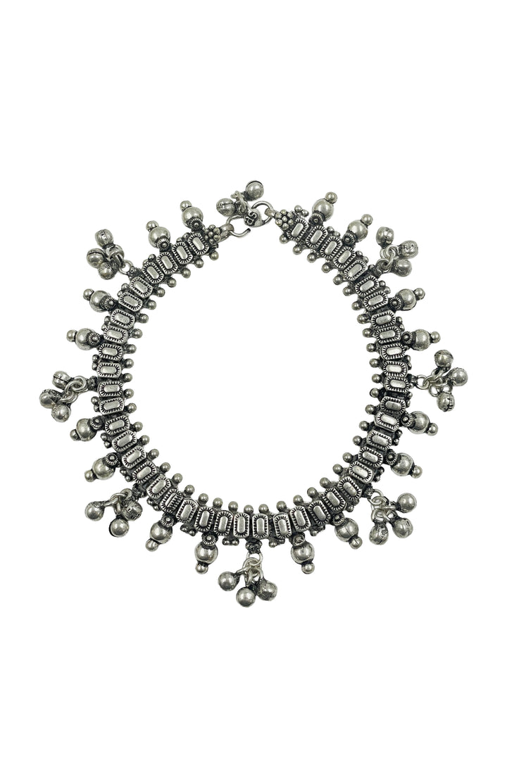 Aarohi Designer Oxidised Silver Anklet